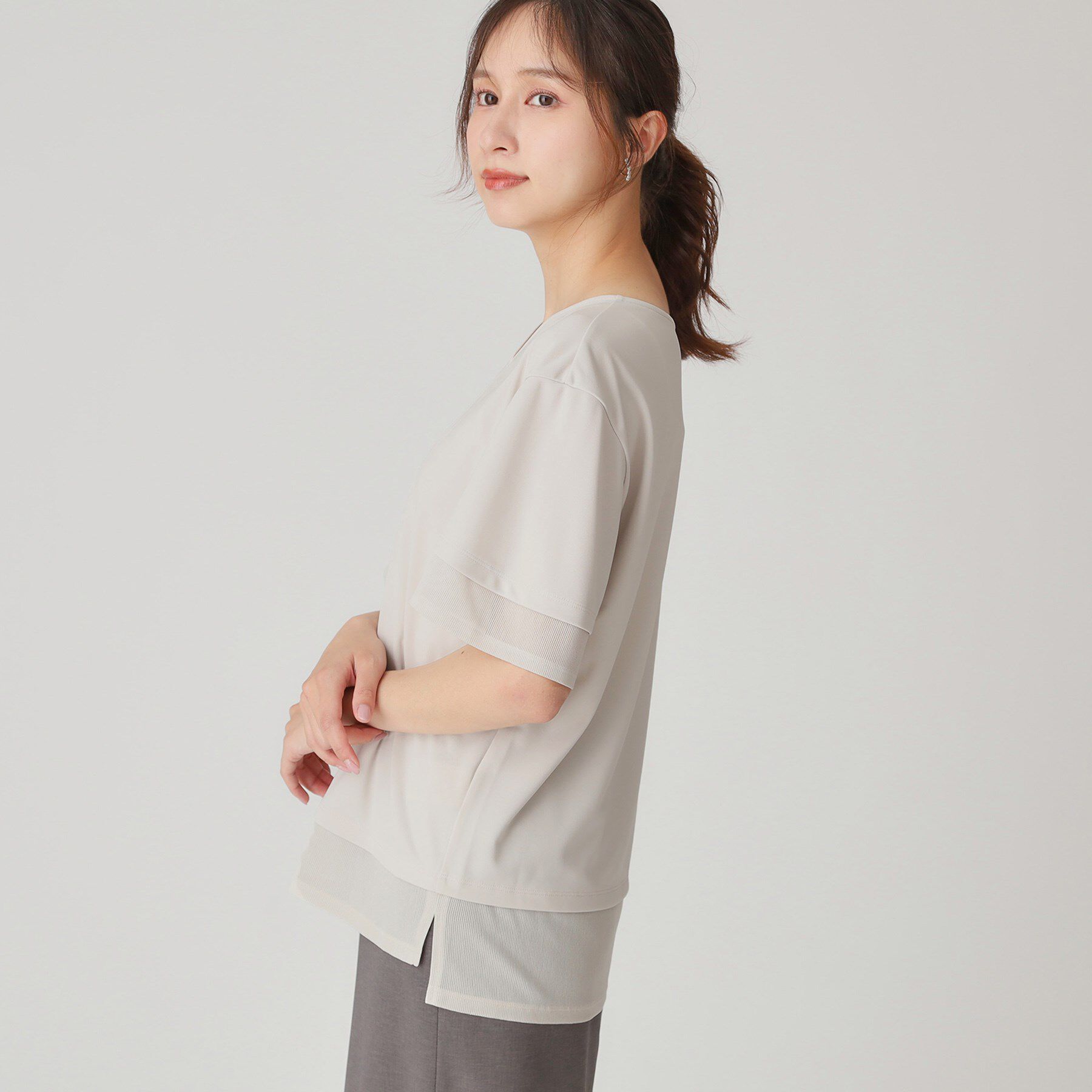 COUP DE CHANCE「【手洗い可】リラクシージャージトップス」|Tシャツ・カットソー|