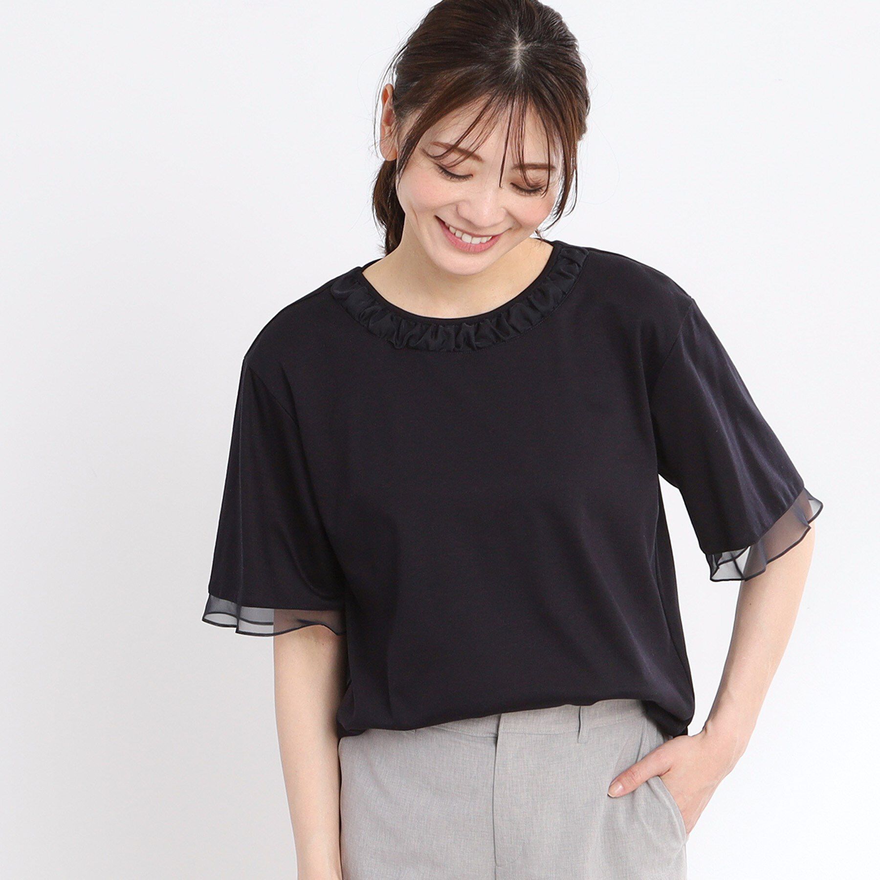 Reflect「【洗える】キレイめジャージプルオーバー」|Tシャツ・カットソー|ネイビー(094)