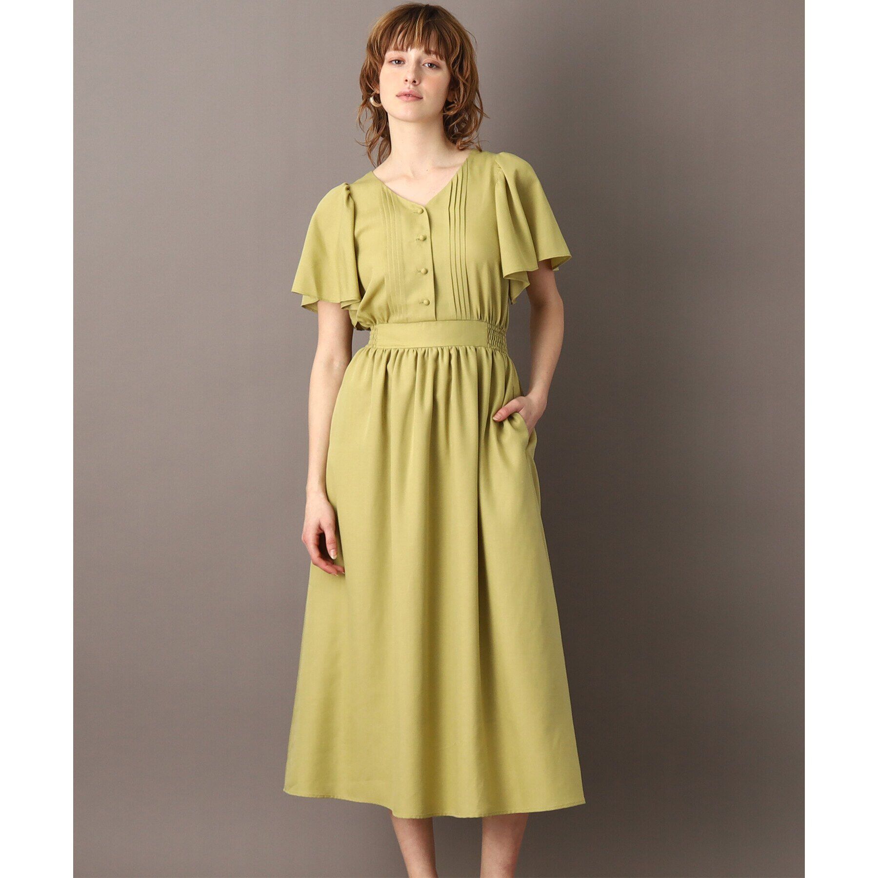 DRESSTERIOR「【袖コンシャス/洗える/ウエストゴム】フレアスリーブウエストシャーリングワンピース」|ワンピース|