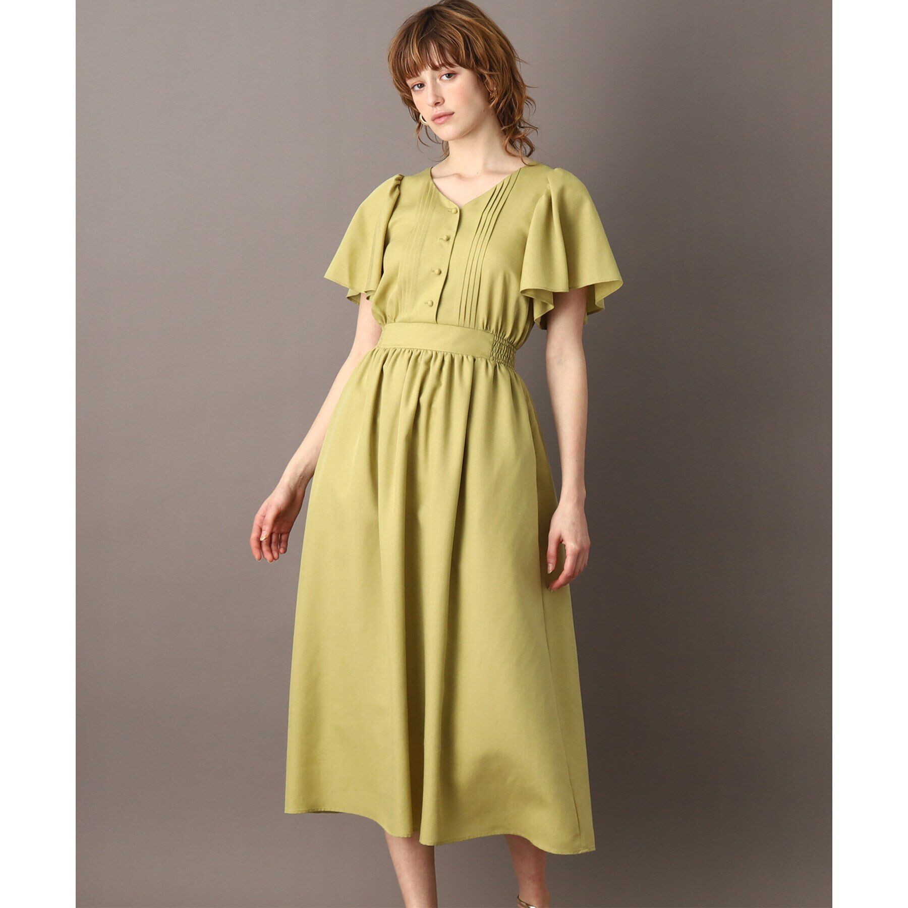 DRESSTERIOR「【袖コンシャス/洗える/ウエストゴム】フレアスリーブウエストシャーリングワンピース」|ワンピース|