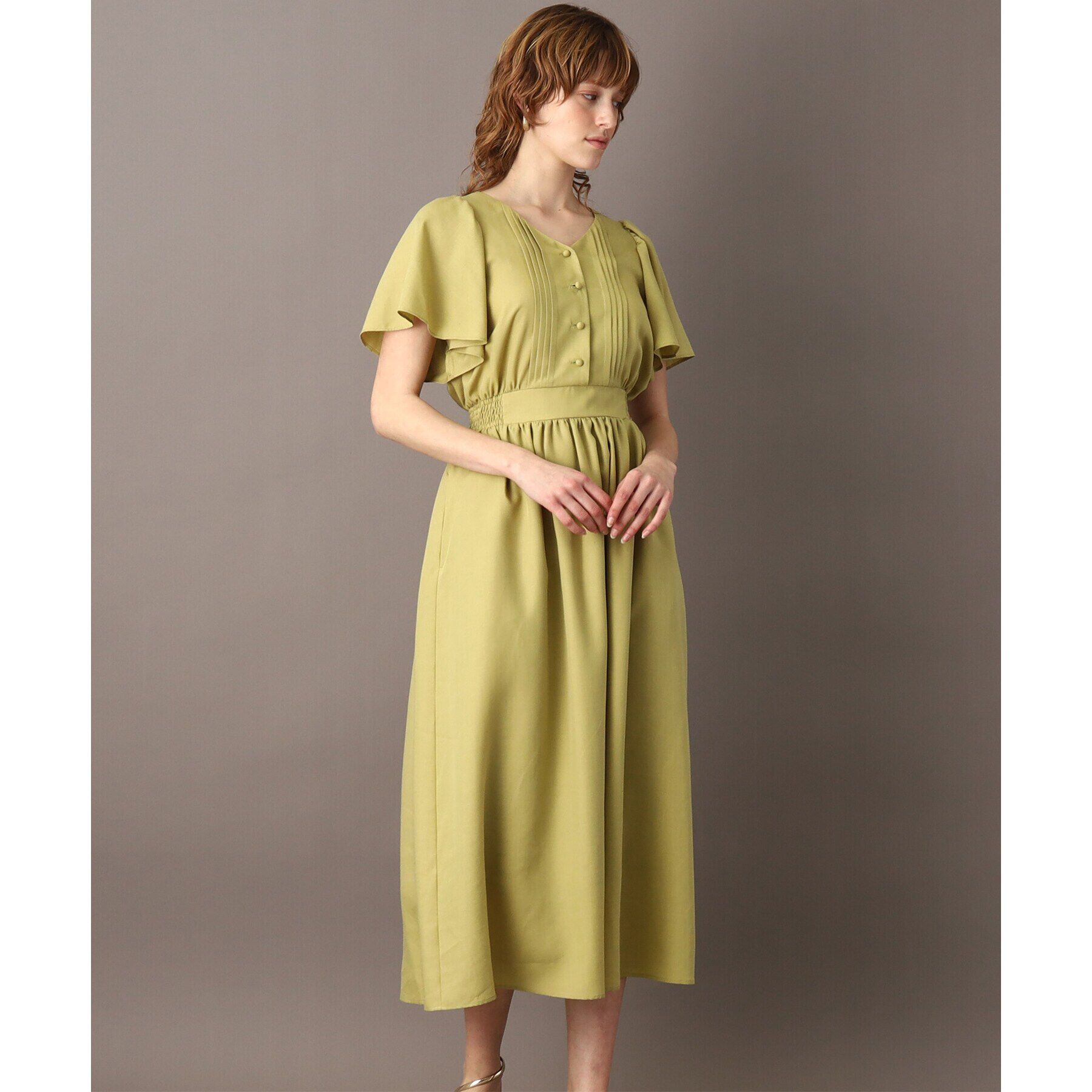 DRESSTERIOR「【袖コンシャス/洗える/ウエストゴム】フレアスリーブウエストシャーリングワンピース」|ワンピース|