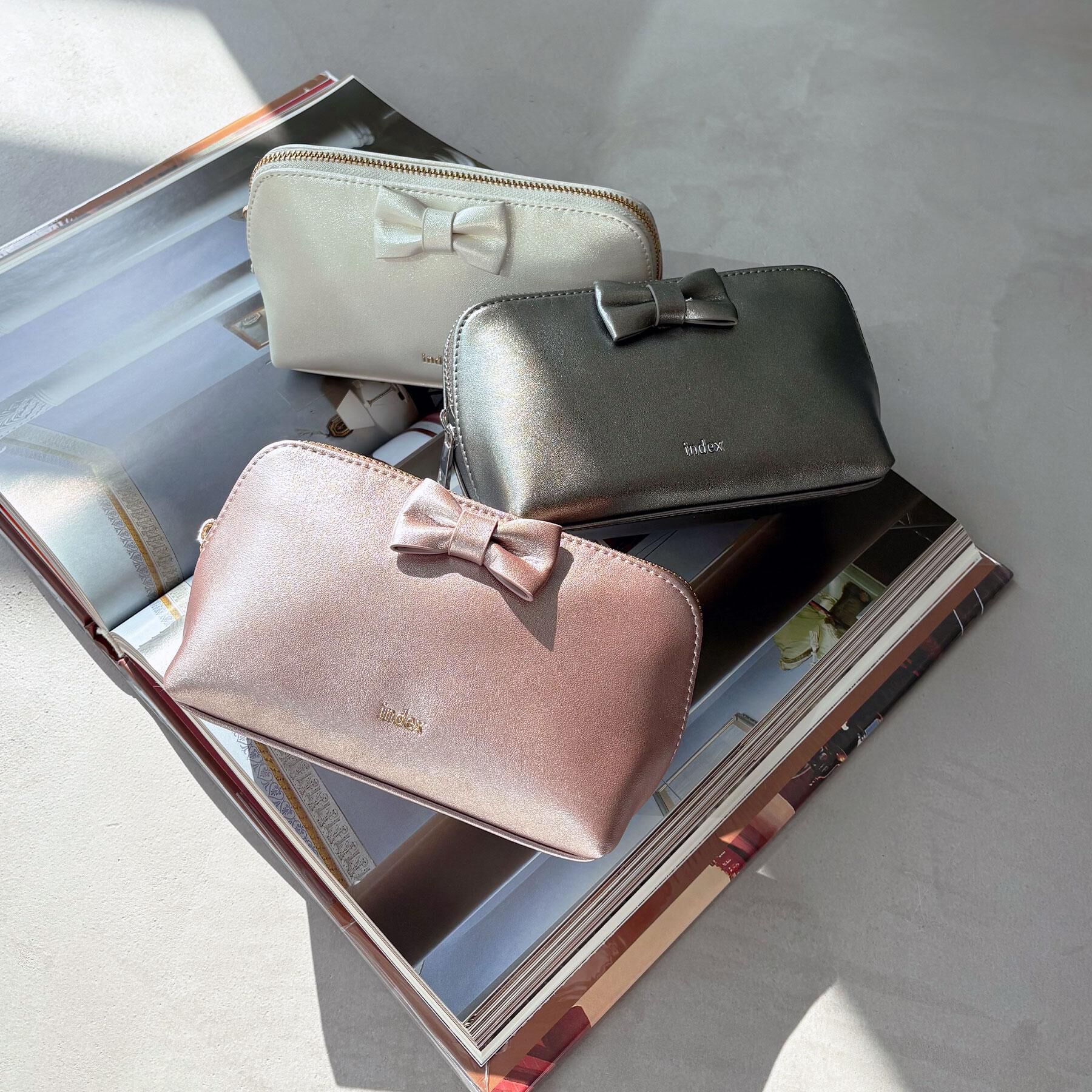 index「ラメ合皮リボンポーチ」|ポーチ|