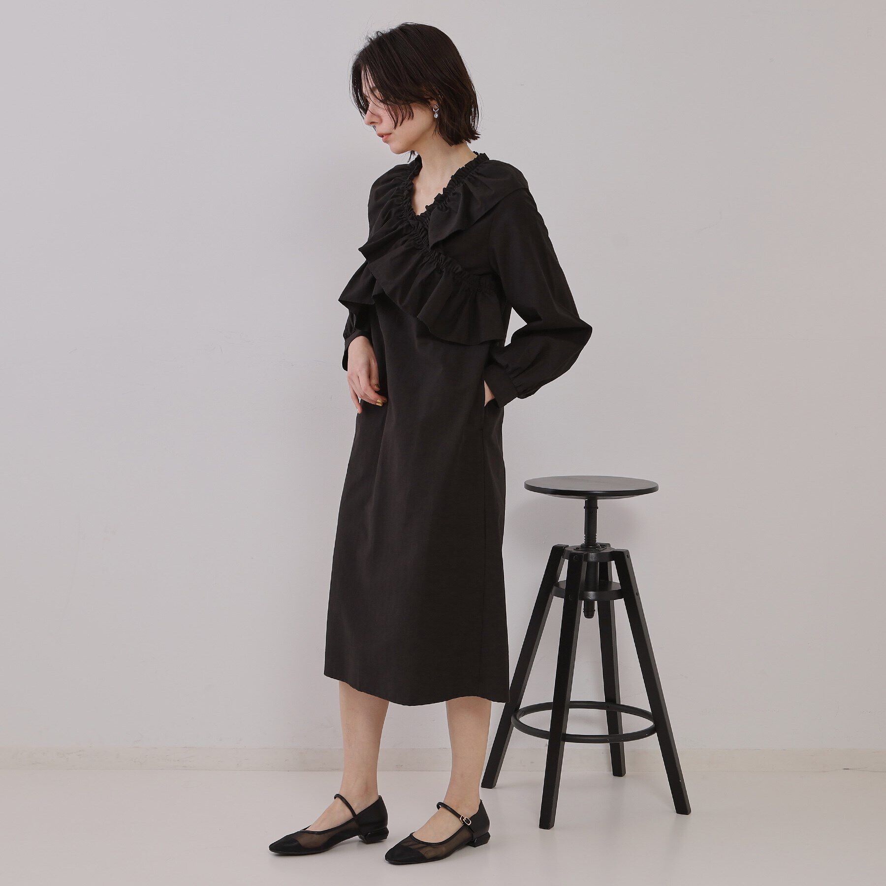OPAQUE.CLIP「フリルデザインワンピース【洗濯機洗い可】」|ワンピース|