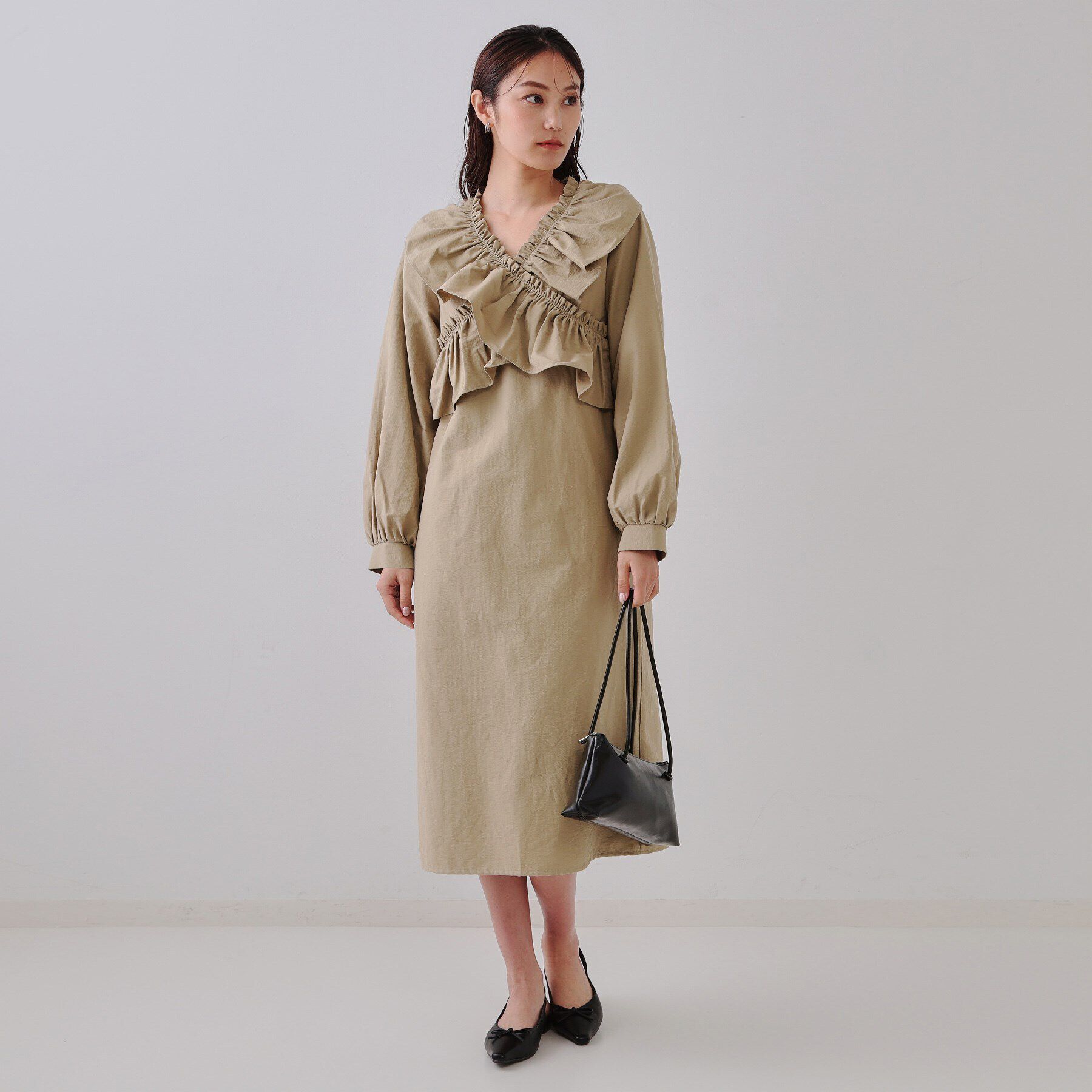 OPAQUE.CLIP「フリルデザインワンピース【洗濯機洗い可】」|ワンピース|