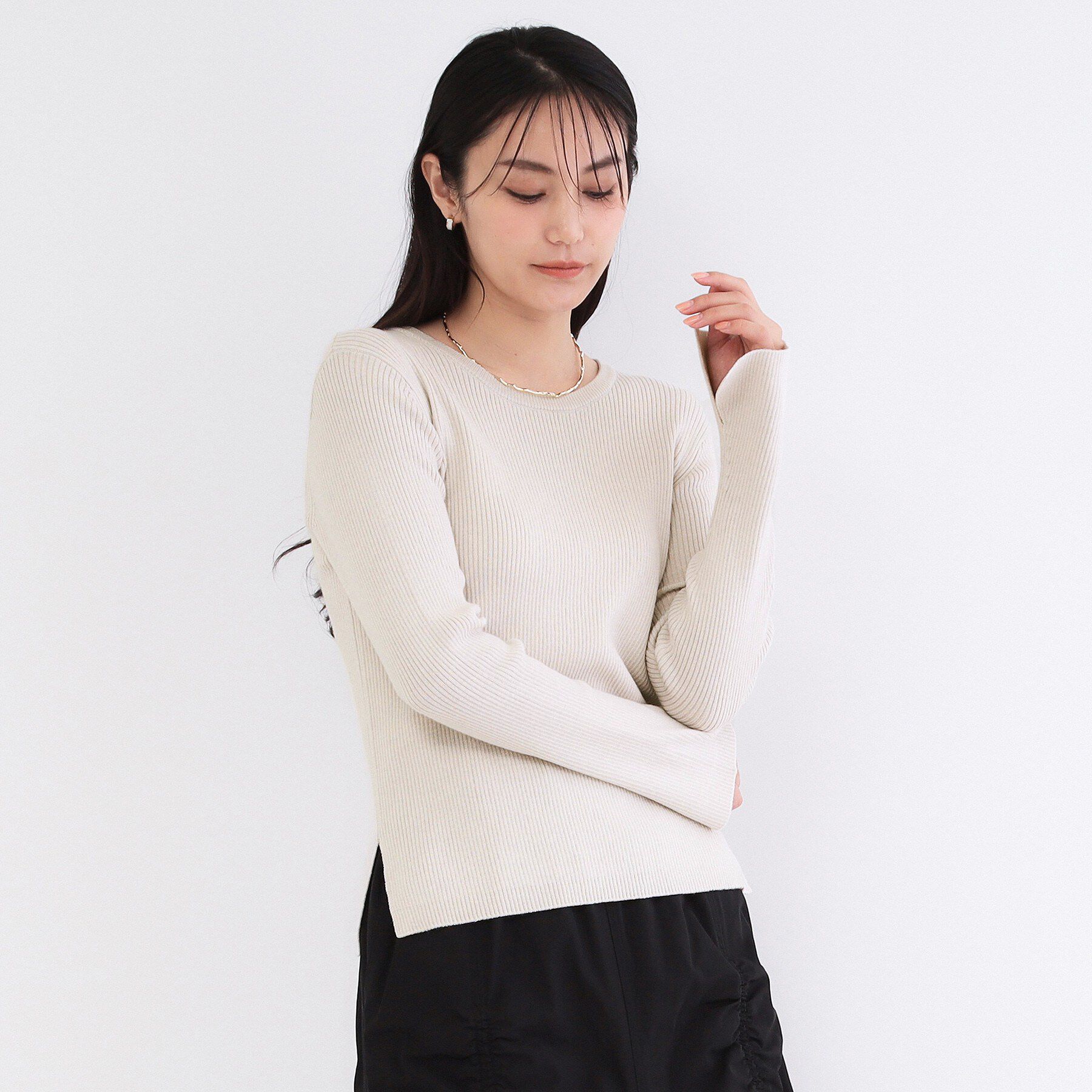 OPAQUE.CLIP「《ツインセット》ビスチェベスト&times;リブニット【洗濯機OK】」|ニット・セーター|