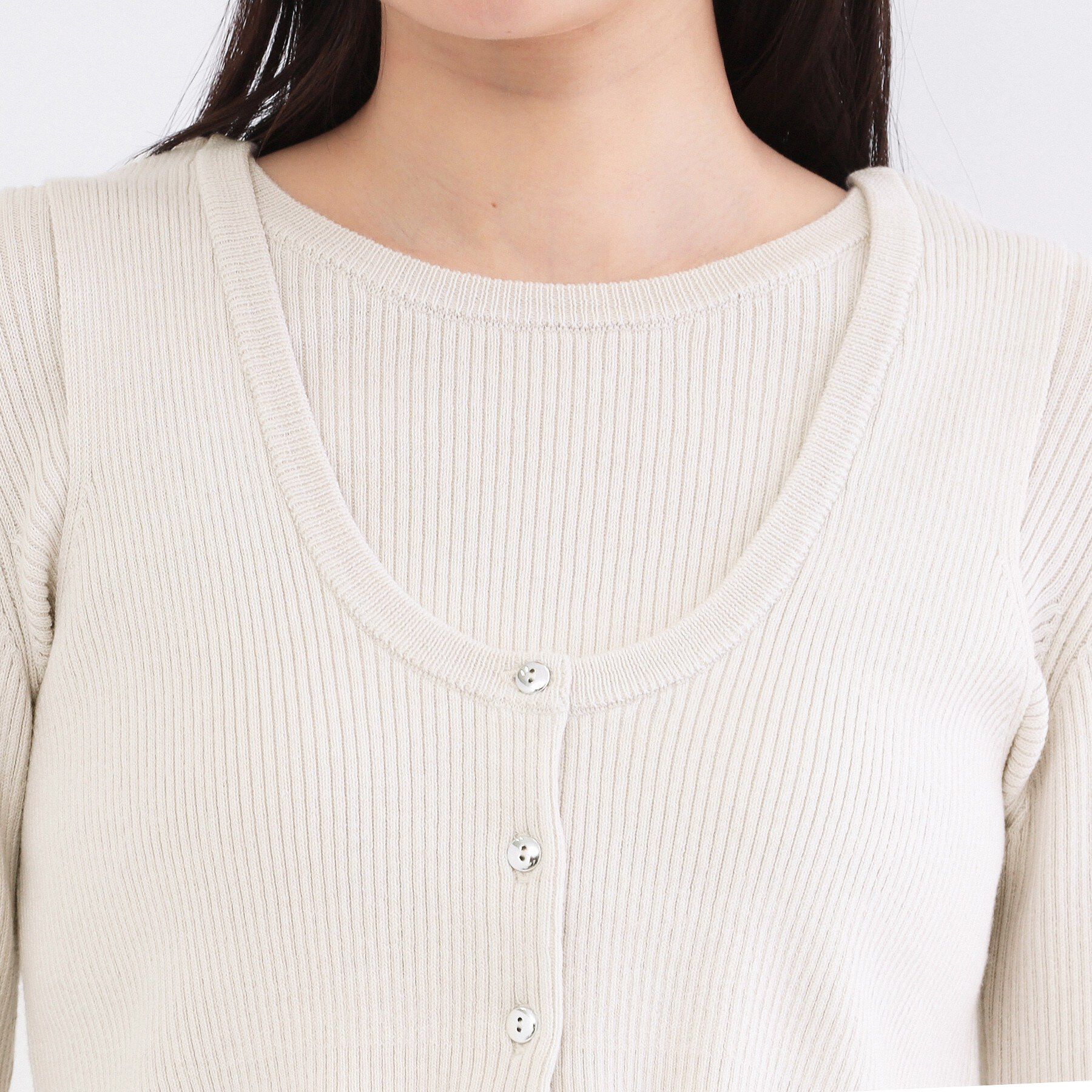 OPAQUE.CLIP「《ツインセット》ビスチェベスト&times;リブニット【洗濯機OK】」|ニット・セーター|