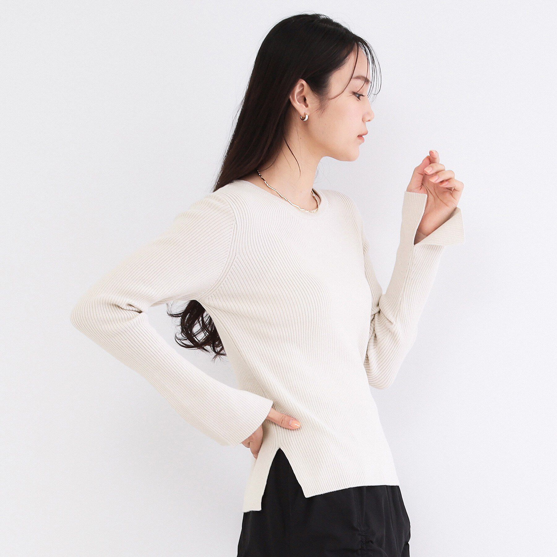 OPAQUE.CLIP「《ツインセット》ビスチェベスト&times;リブニット【洗濯機OK】」|ニット・セーター|