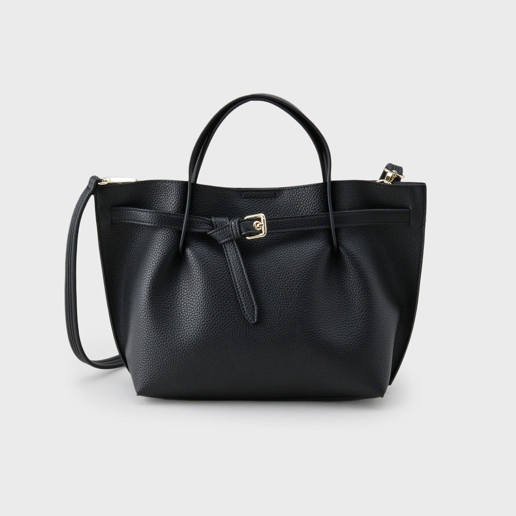 OPAQUE.CLIP「ベルトデザイン軽量シュリンク合皮ミドル」|トートバッグ|