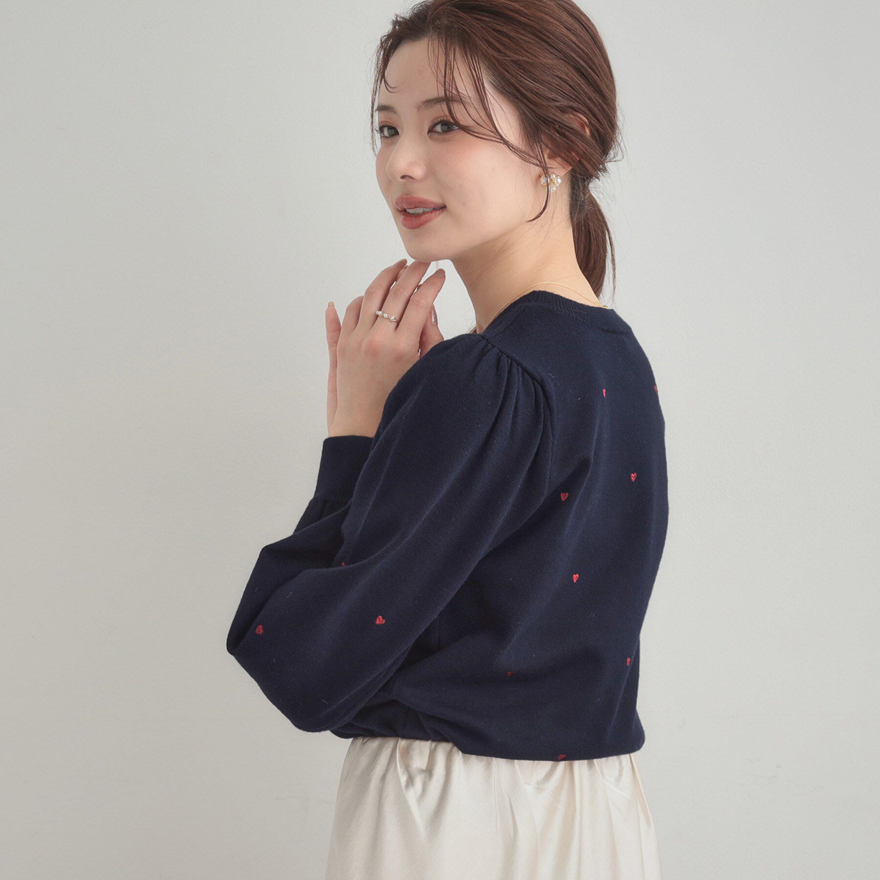 Couture broach「【着映え】ハートドットラメ刺繍ニット」|ニット・セーター|