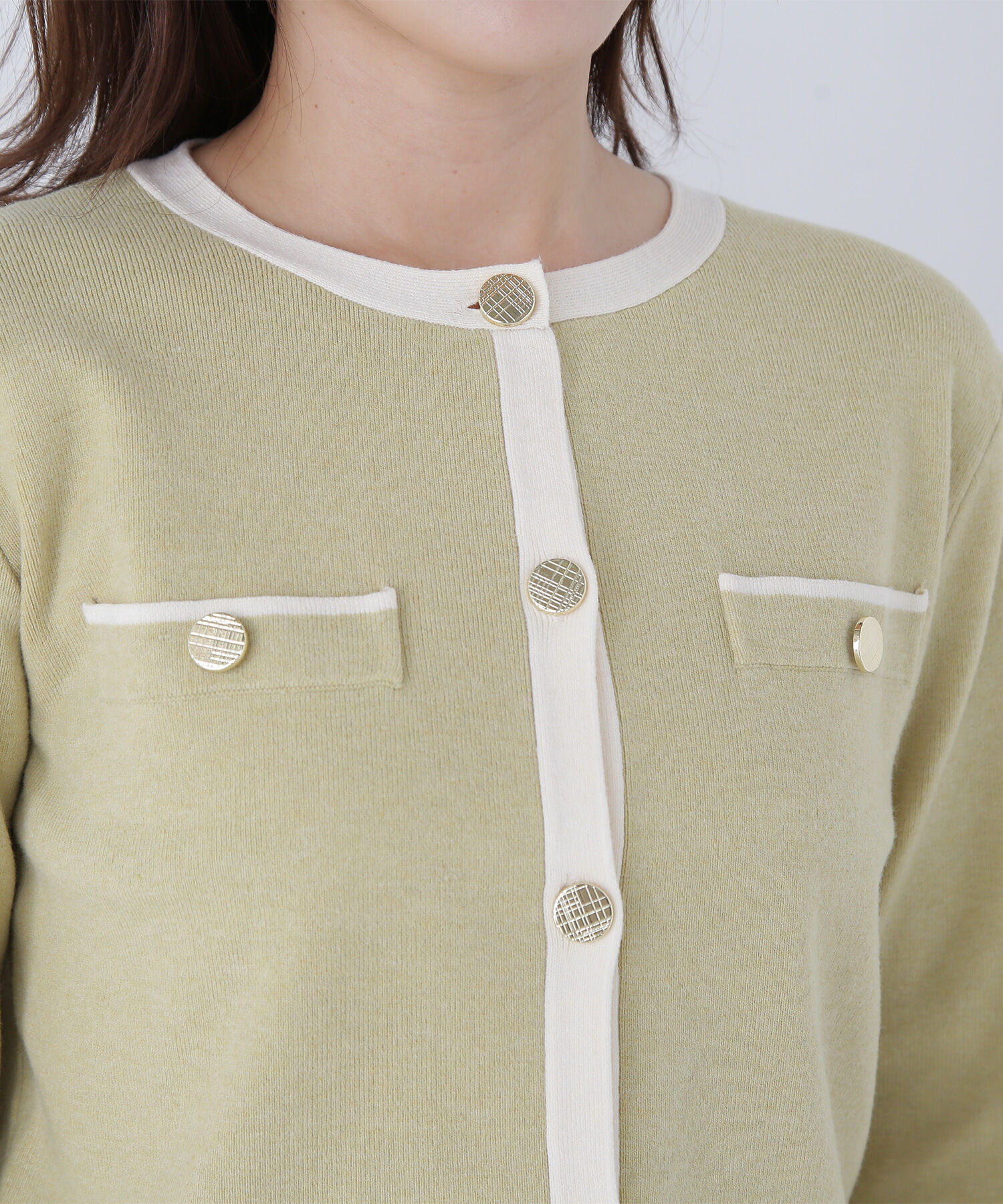  「バイカラーニットジャケット＆スカート」|ワンピース|