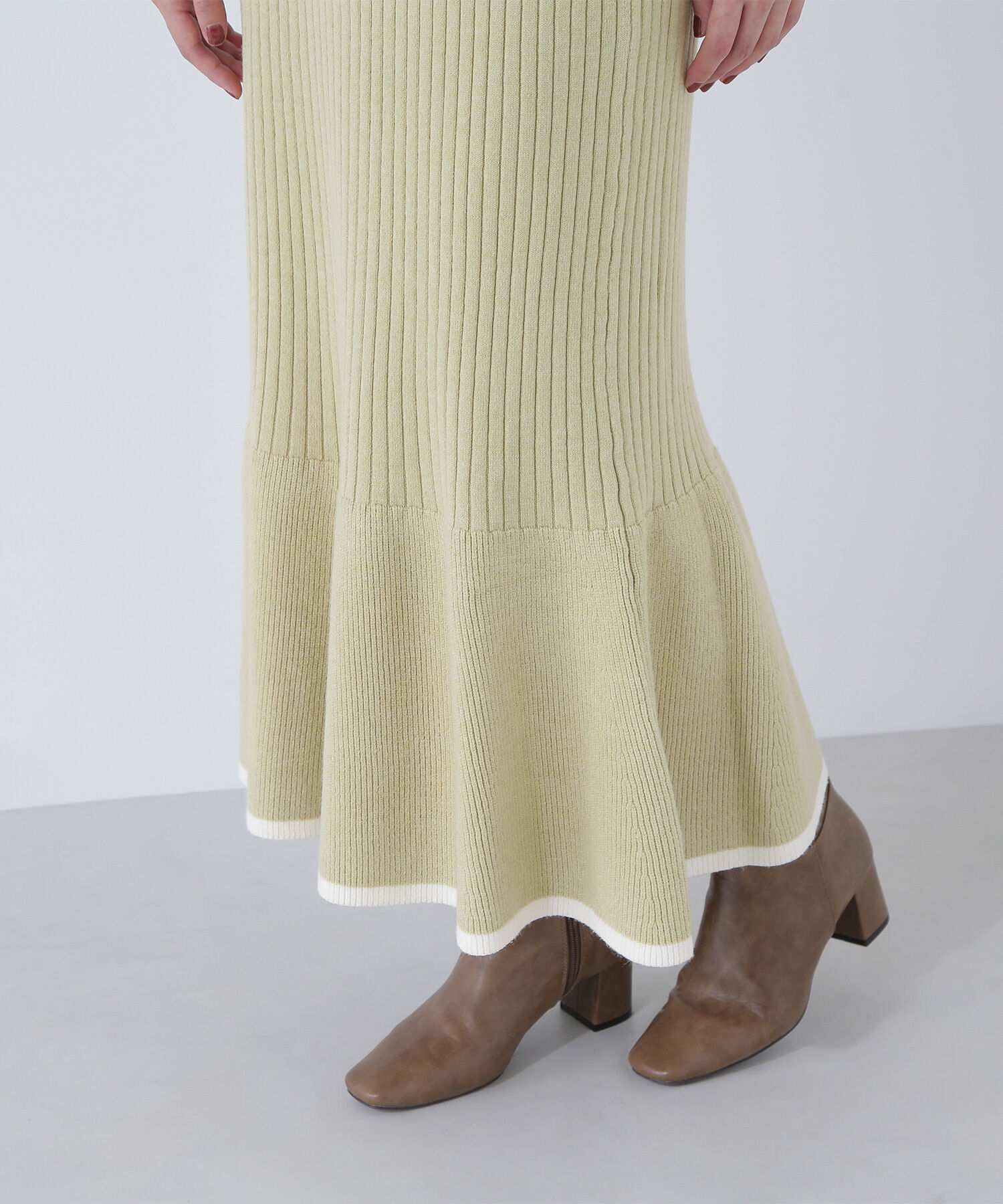  「バイカラーニットジャケット＆スカート」|ワンピース|