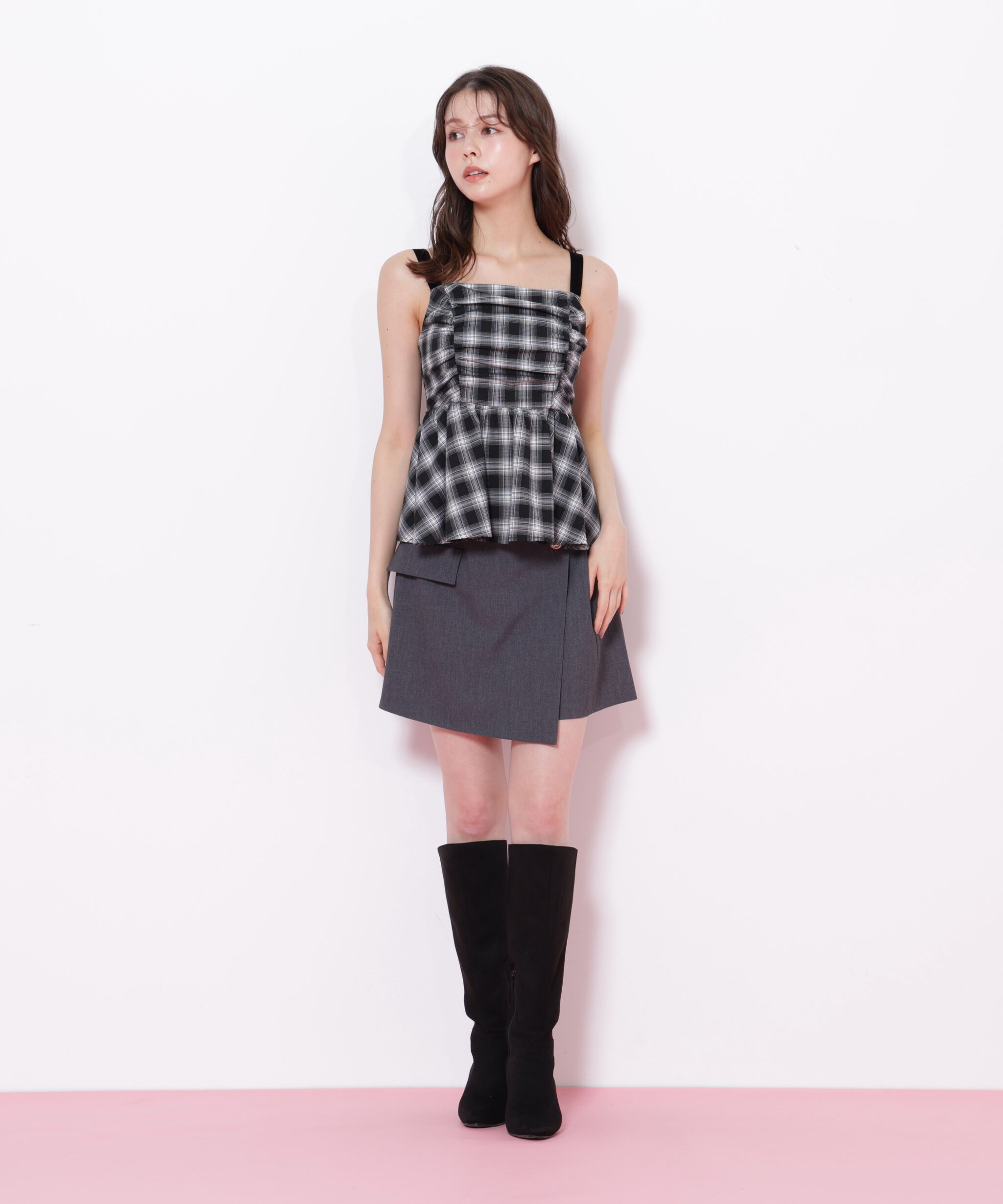  「オンブレーチェックシャーリングキャミ」|シャツ・ブラウス|