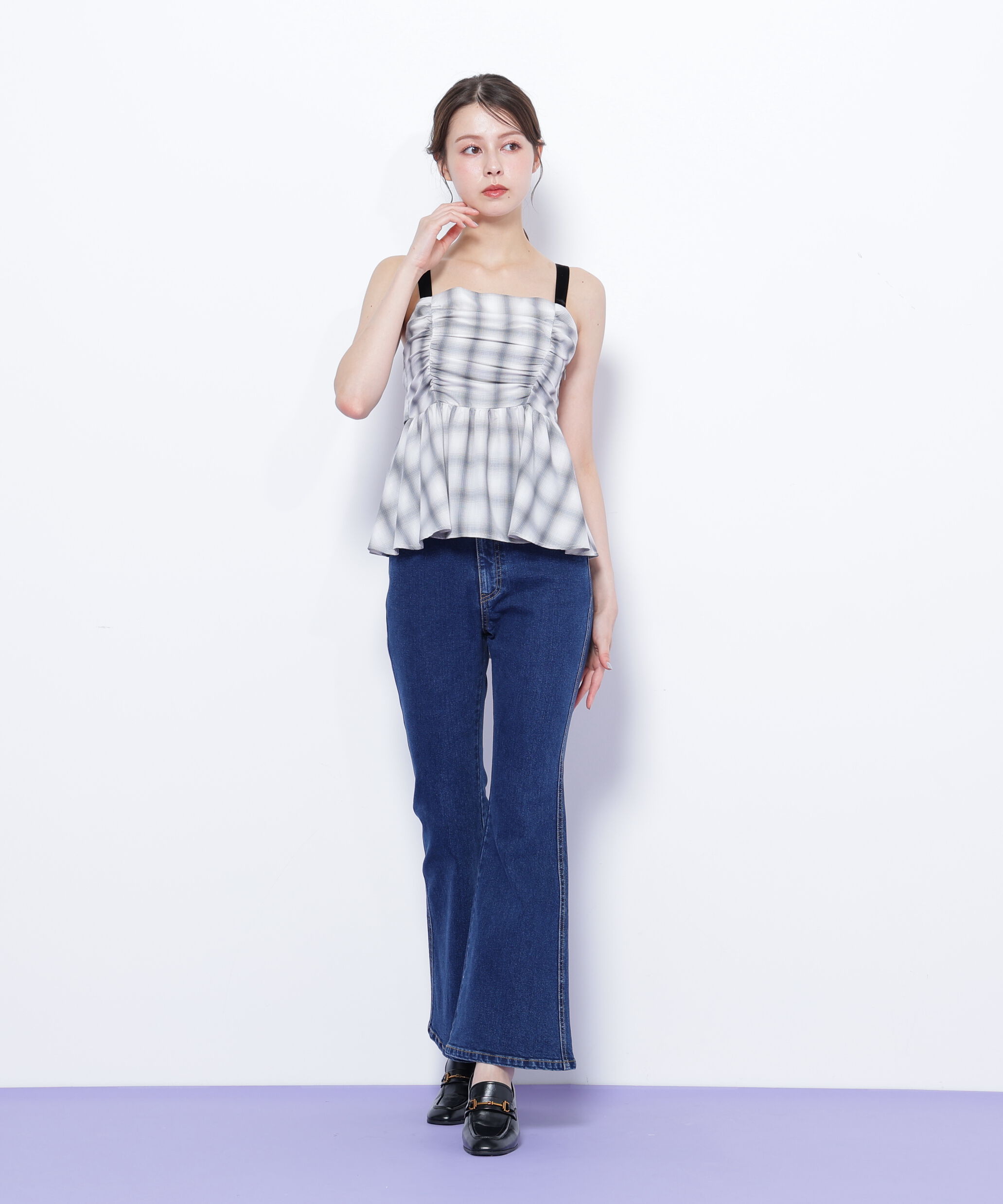  「オンブレーチェックシャーリングキャミ」|シャツ・ブラウス|