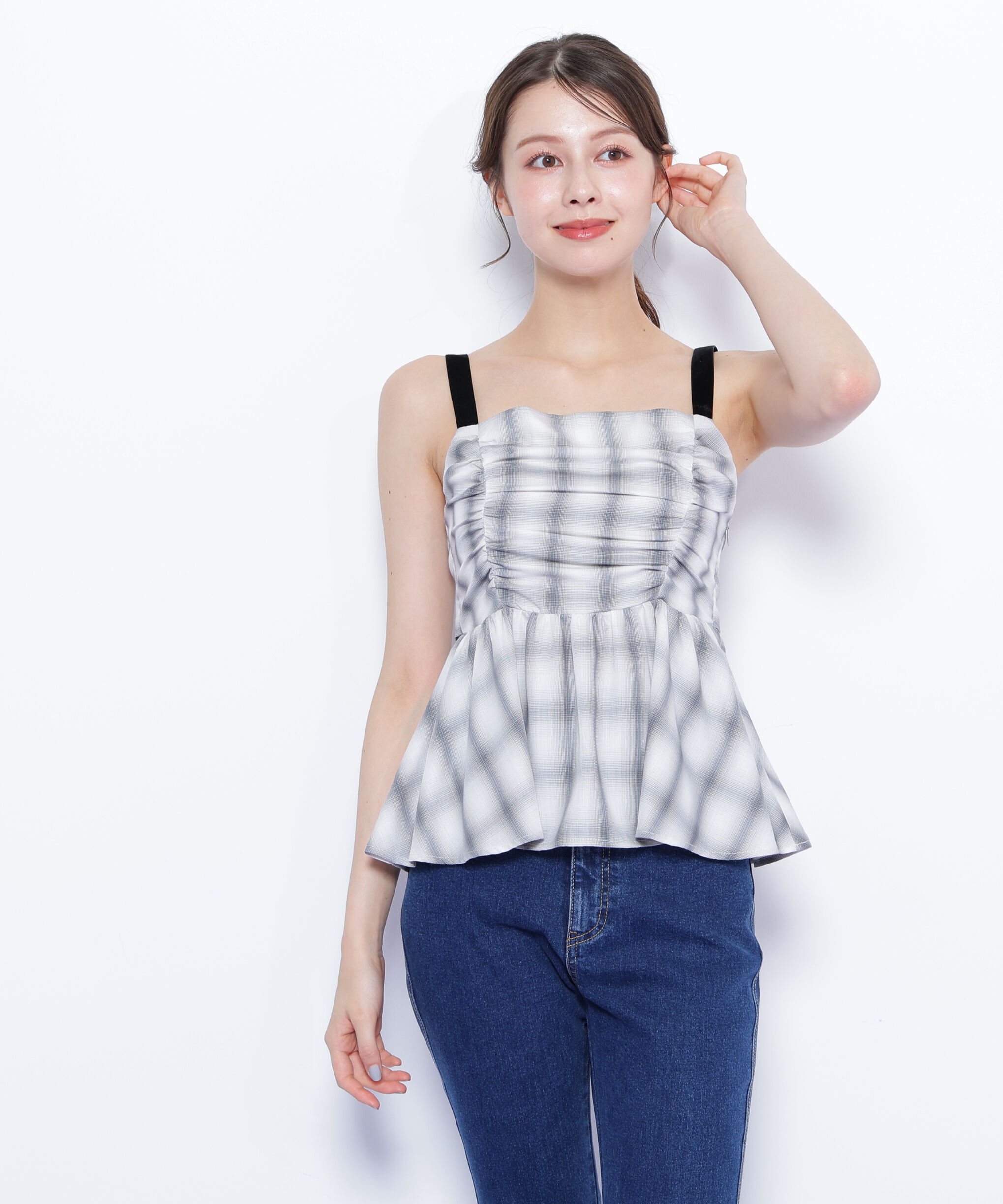  「オンブレーチェックシャーリングキャミ」|シャツ・ブラウス|