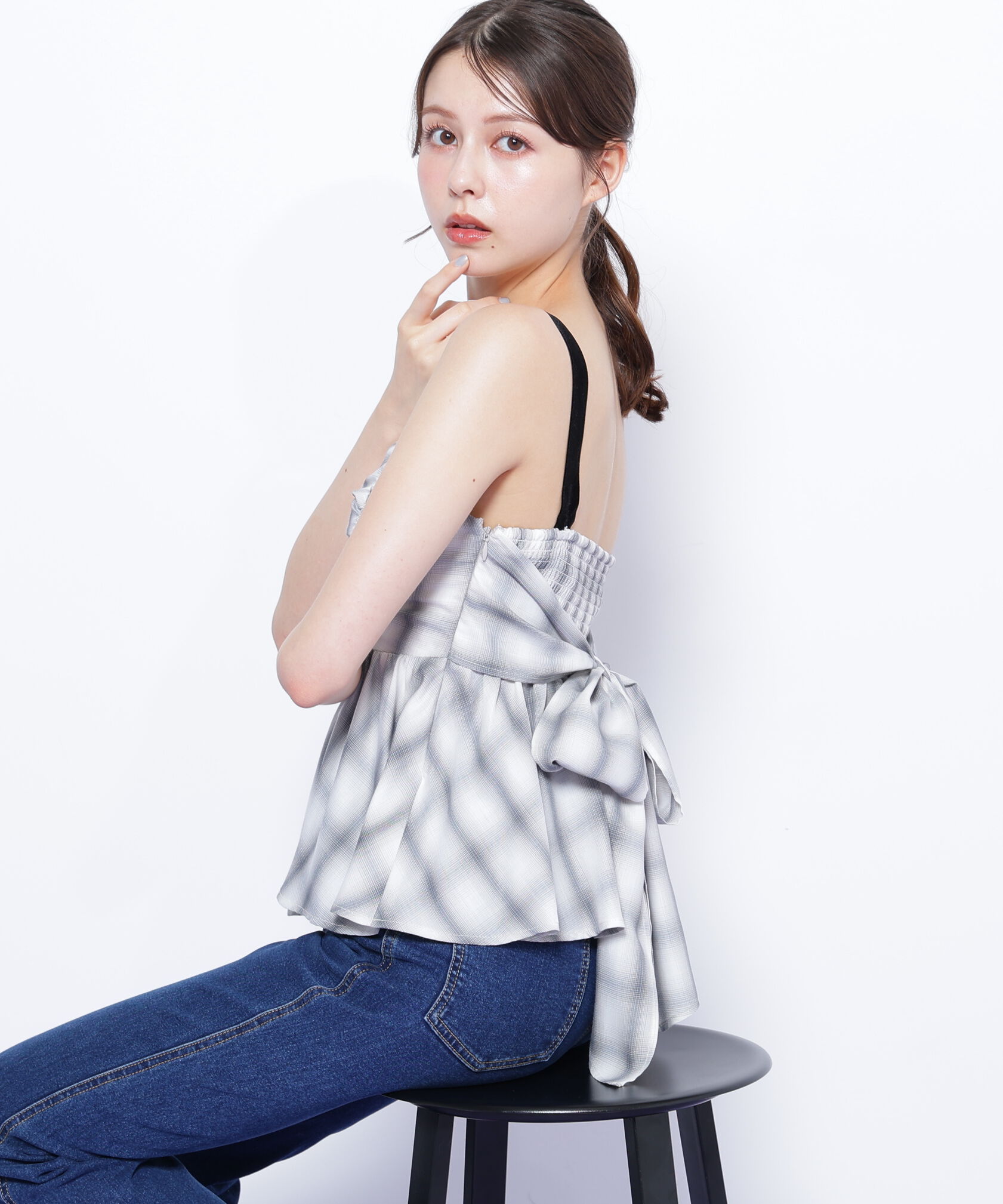  「オンブレーチェックシャーリングキャミ」|シャツ・ブラウス|