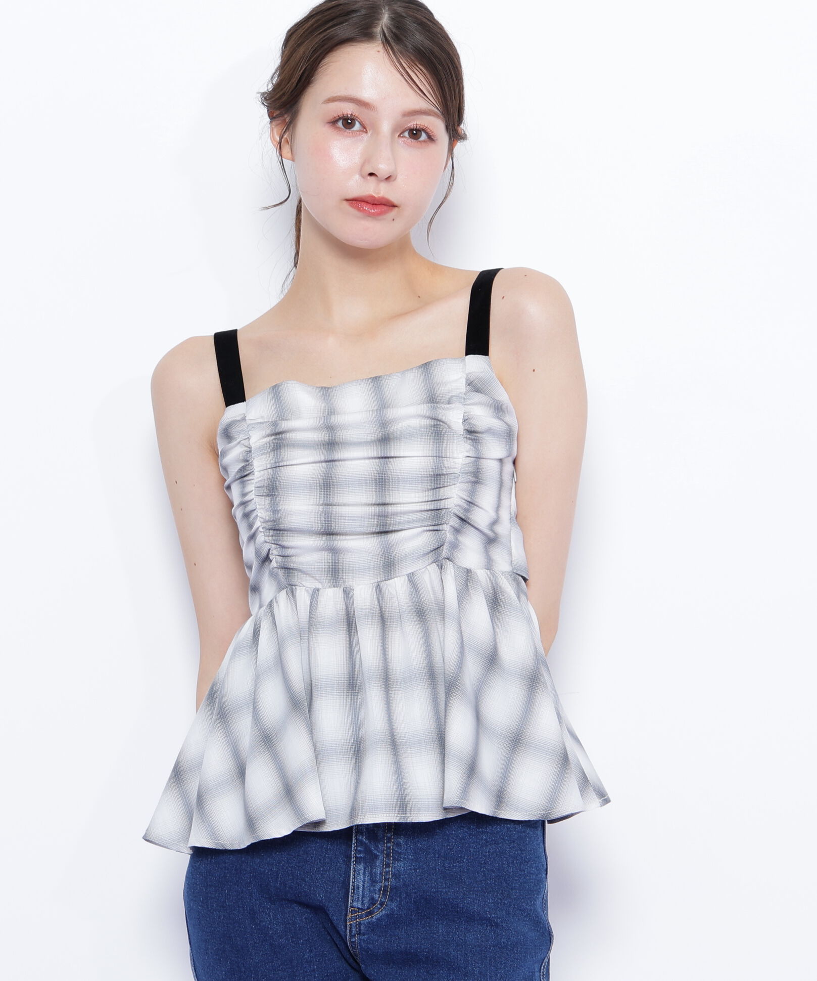  「オンブレーチェックシャーリングキャミ」|シャツ・ブラウス|