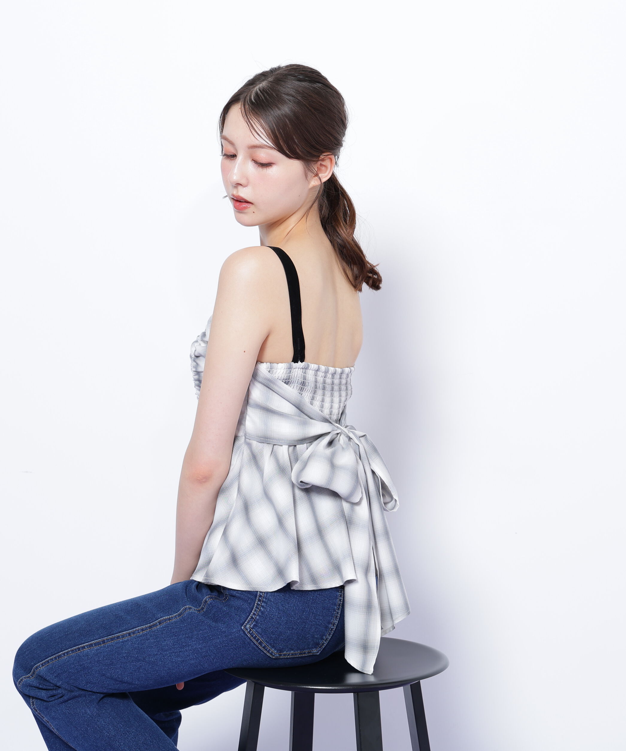  「オンブレーチェックシャーリングキャミ」|シャツ・ブラウス|