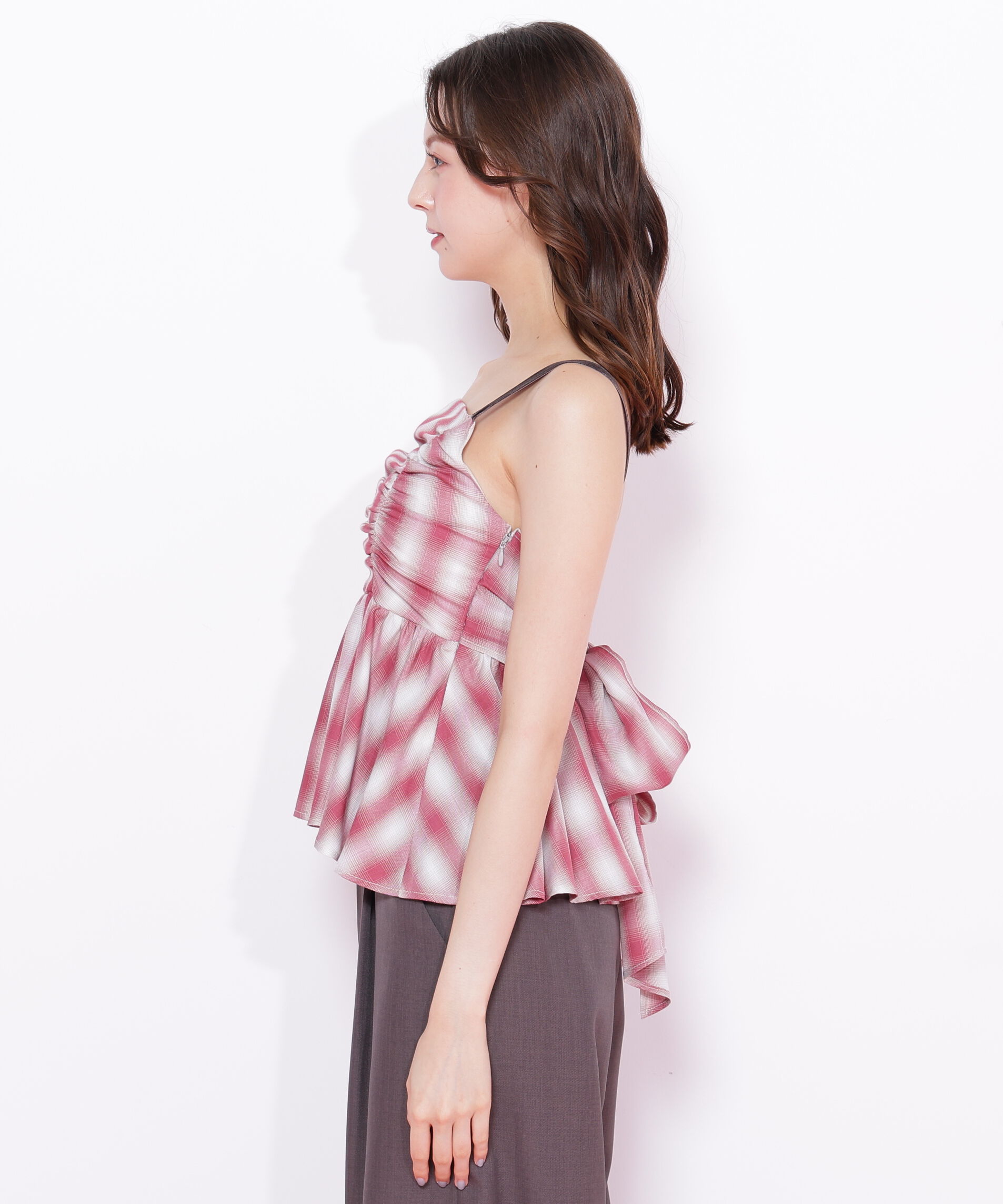  「オンブレーチェックシャーリングキャミ」|シャツ・ブラウス|