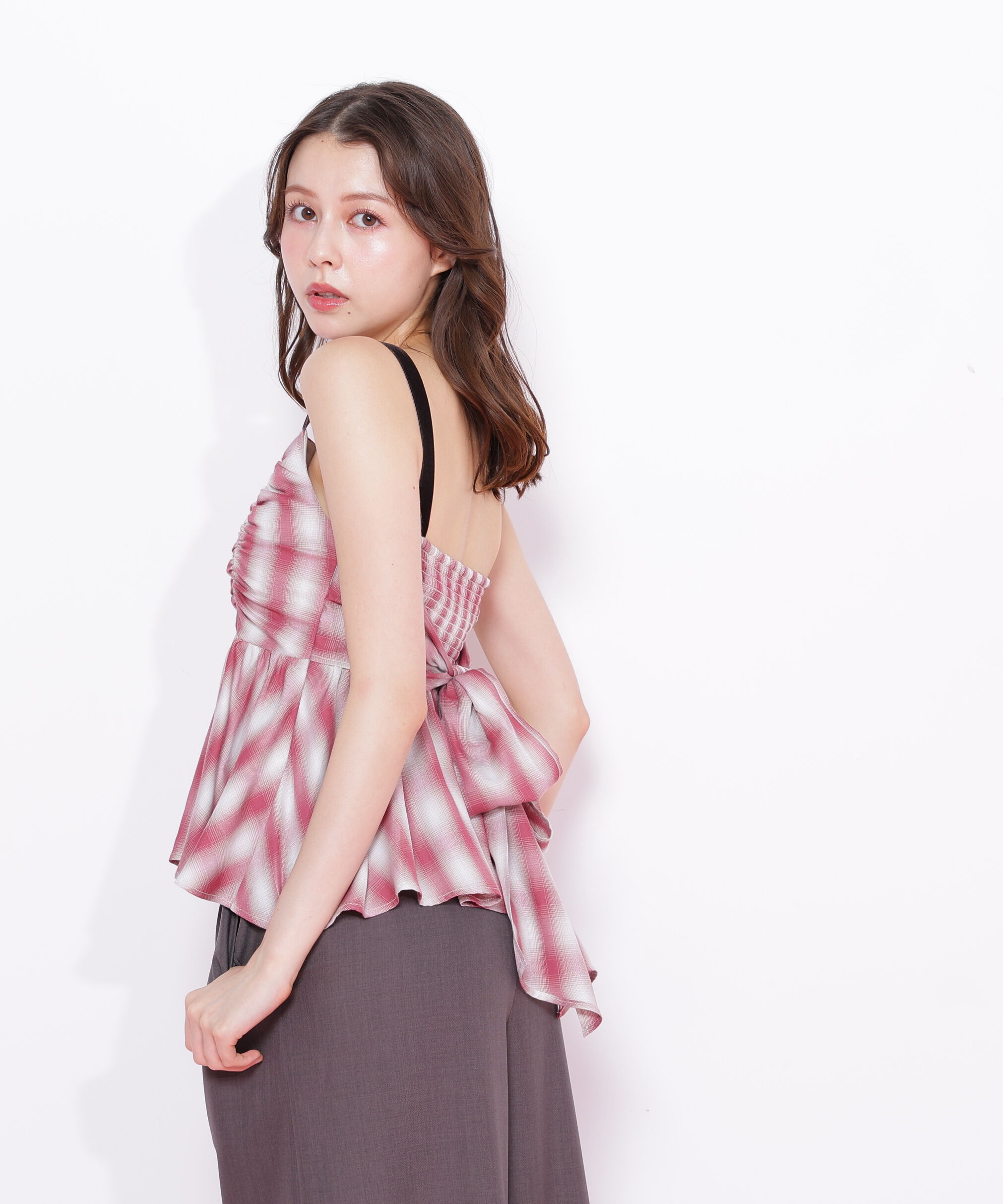  「オンブレーチェックシャーリングキャミ」|シャツ・ブラウス|