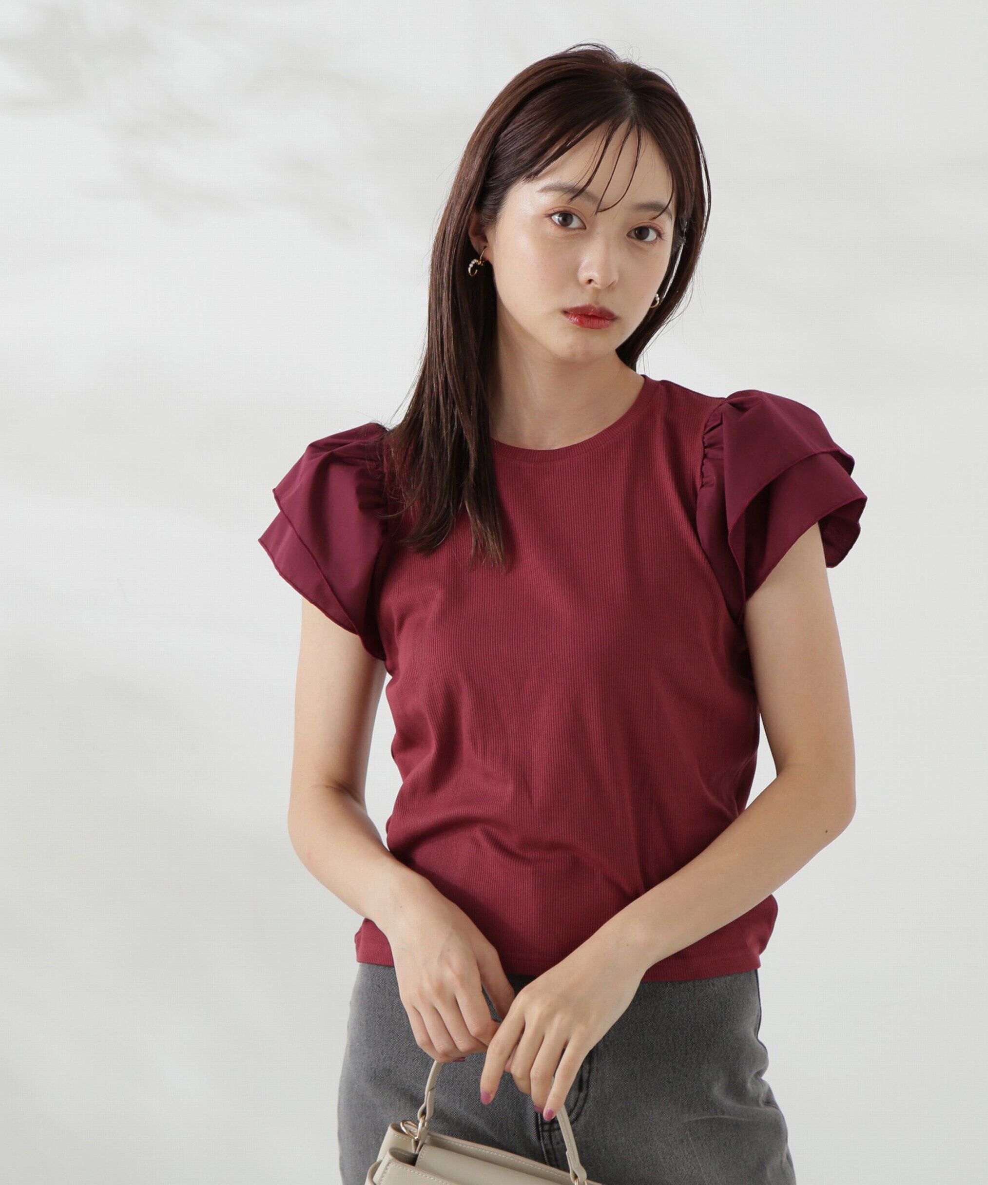 PROPORTION BODY DRESSING「フレアリブカットソー」|Tシャツ・カットソー|ボルドー