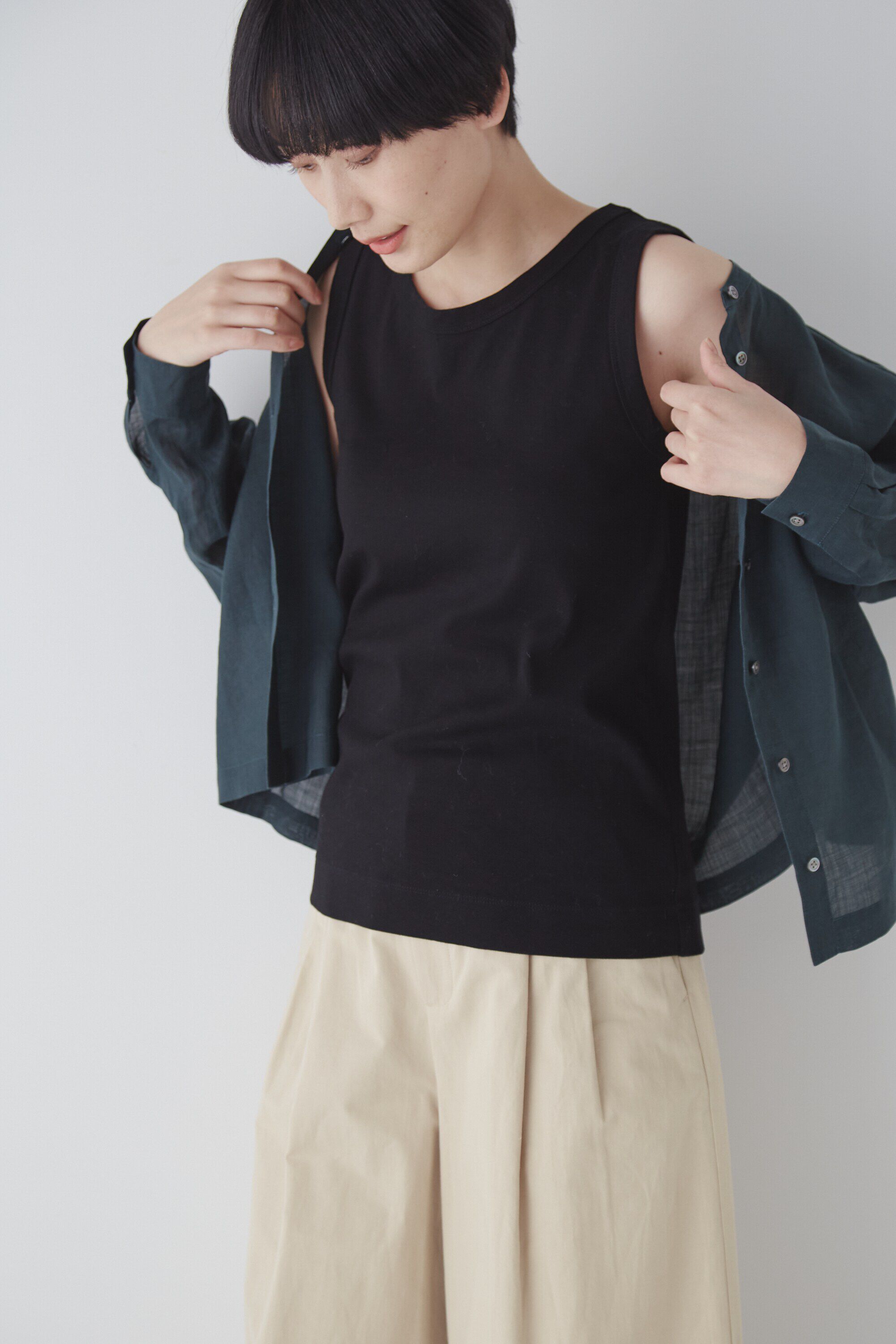  「◆オーガニックコットンフライスタンクトップ」|Tシャツ・カットソー|ブラック