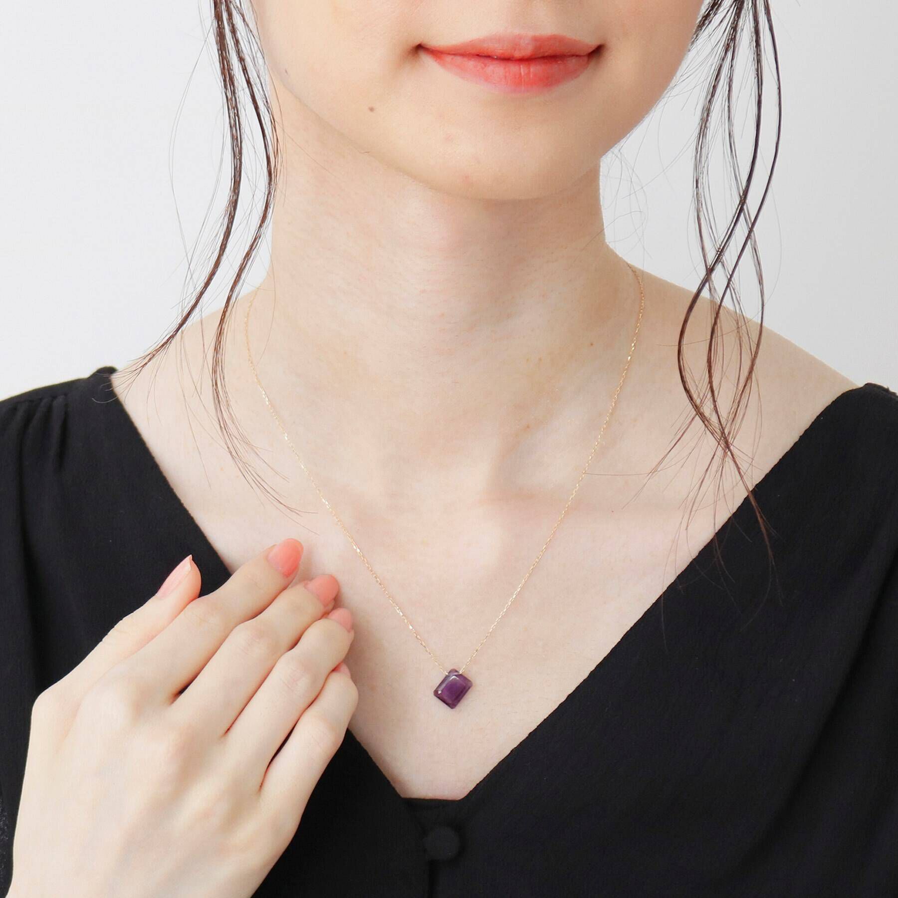 COCOSHNIK「カラーストーン（アメシスト）ティルト　ネックレス」|ネックレス|