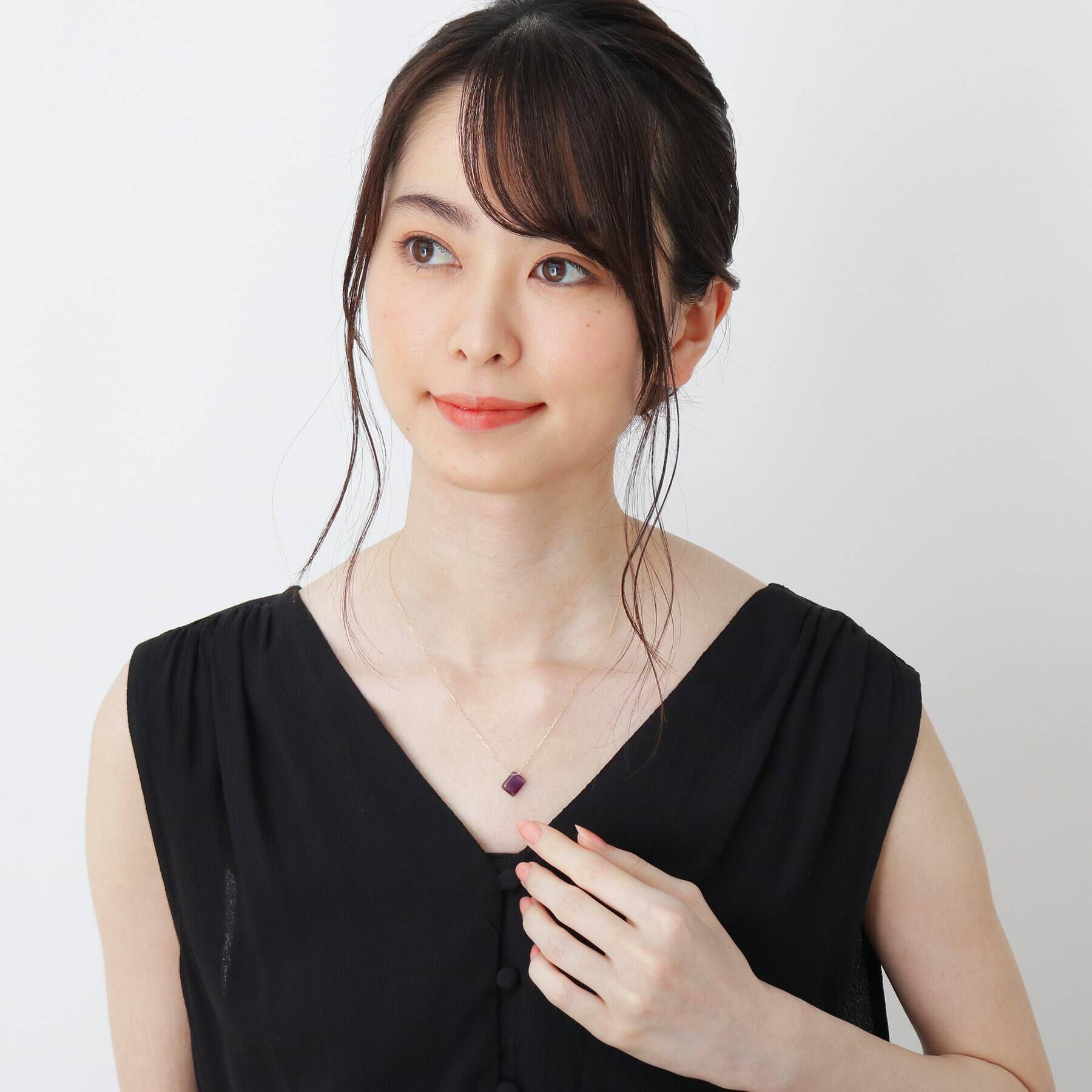 COCOSHNIK「カラーストーン（アメシスト）ティルト　ネックレス」|ネックレス|