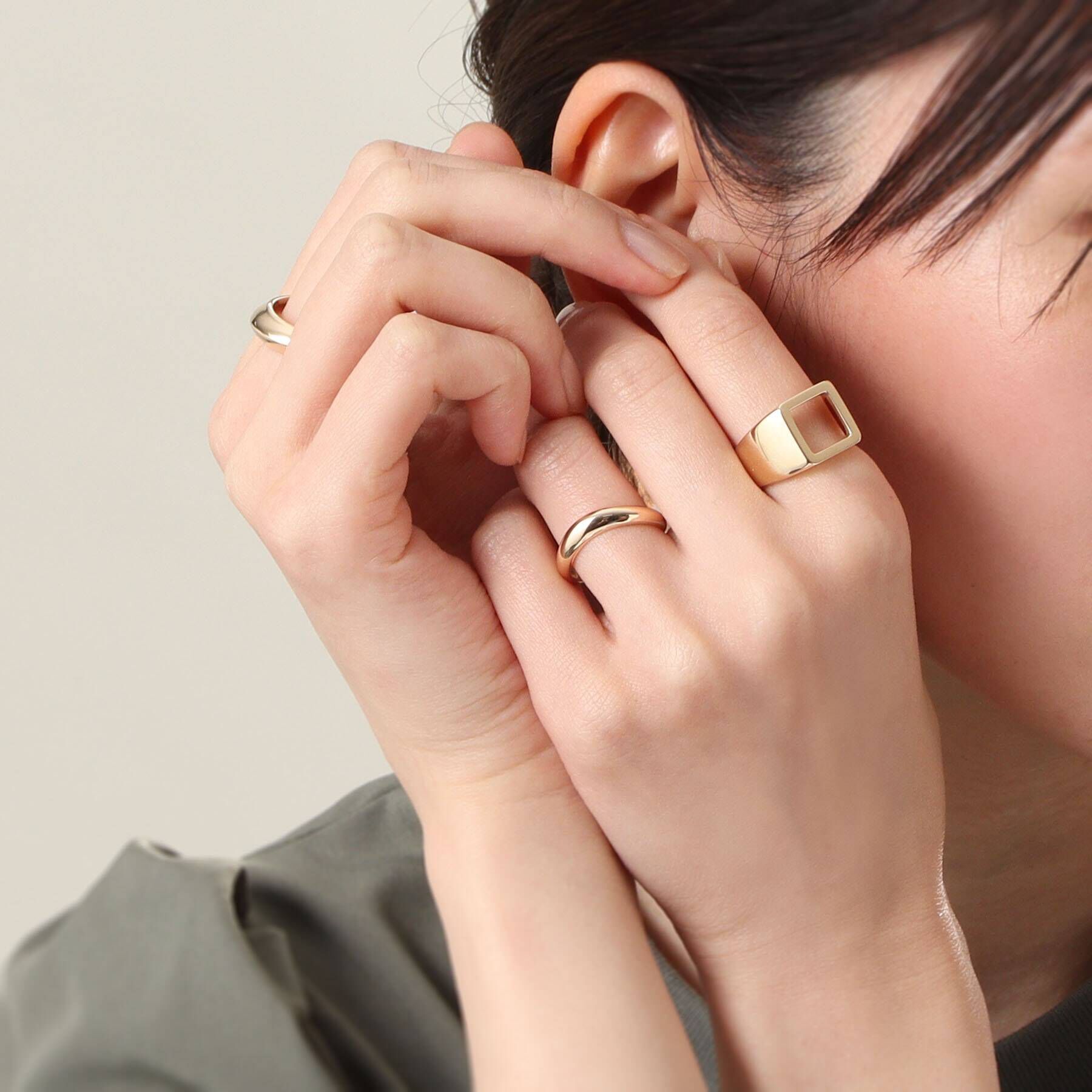 COCOSHNIK「K10オープンシグネット スクエアリング」|リング|