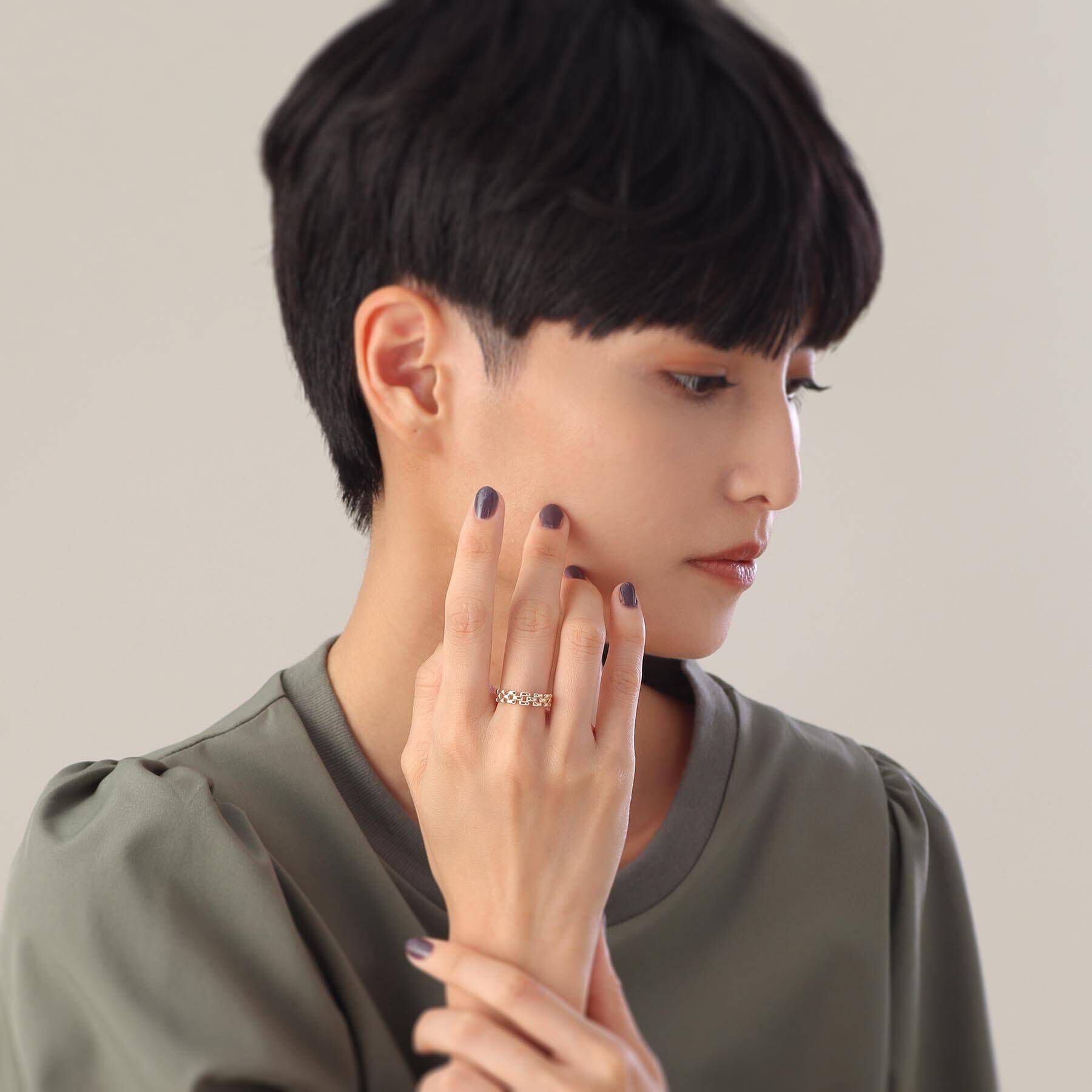 COCOSHNIK「K10ベルトチェーンモチーフ リング」|リング|