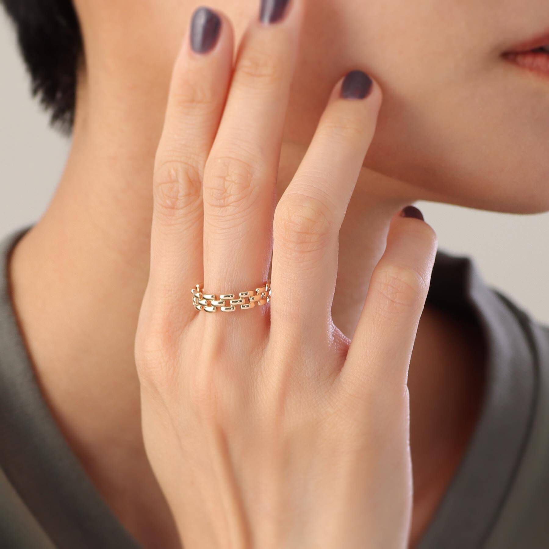 COCOSHNIK「K10ベルトチェーンモチーフ リング」|リング|