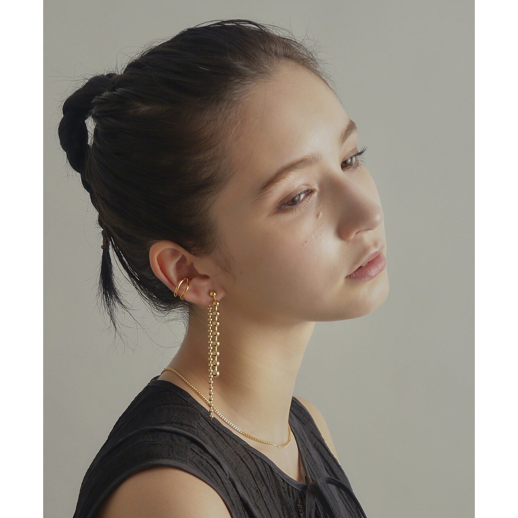 COCOSHNIK ONKITSCH「シルバー デザインチェーン カーブネックレス GP」|ネックレス|