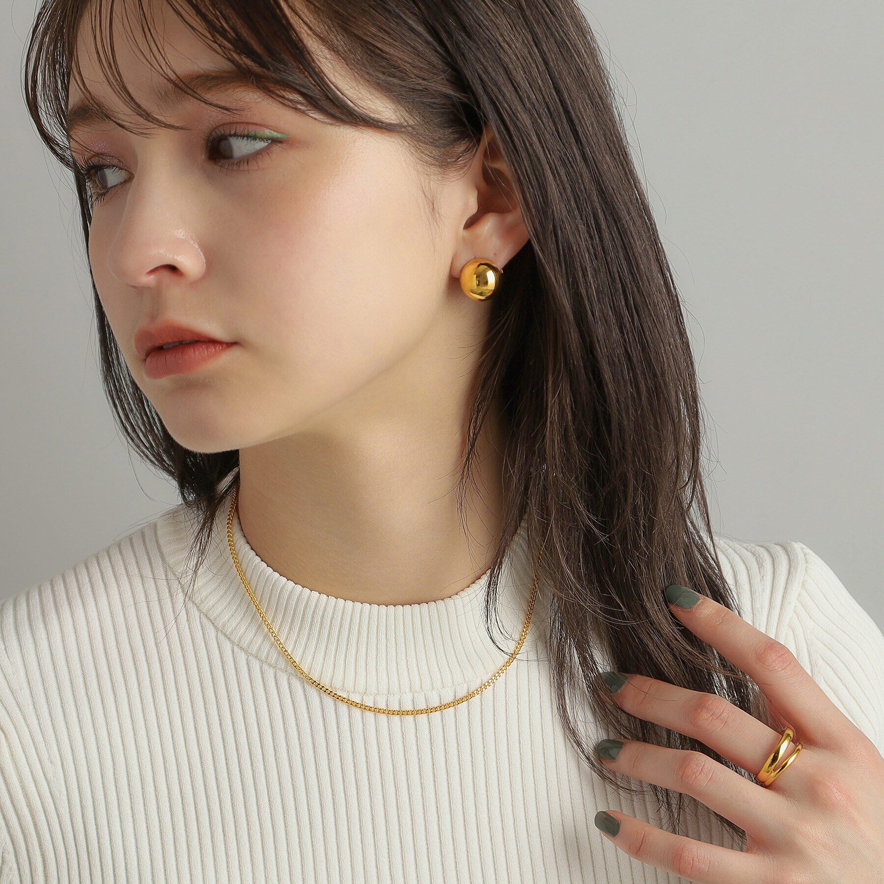 COCOSHNIK ONKITSCH「シルバー デザインチェーン カーブネックレス GP」|ネックレス|