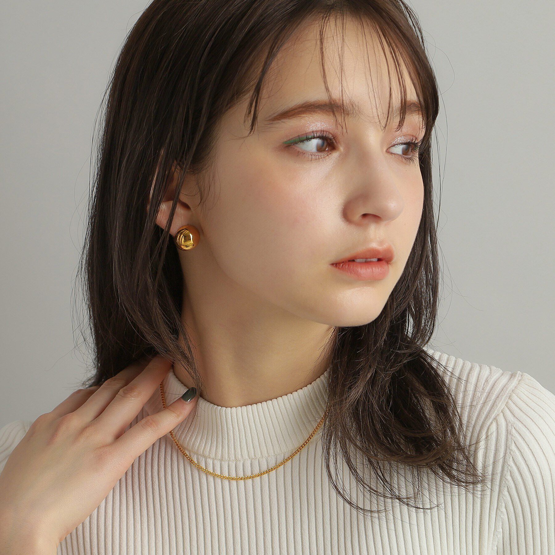 COCOSHNIK ONKITSCH「シルバー デザインチェーン カーブネックレス GP」|ネックレス|