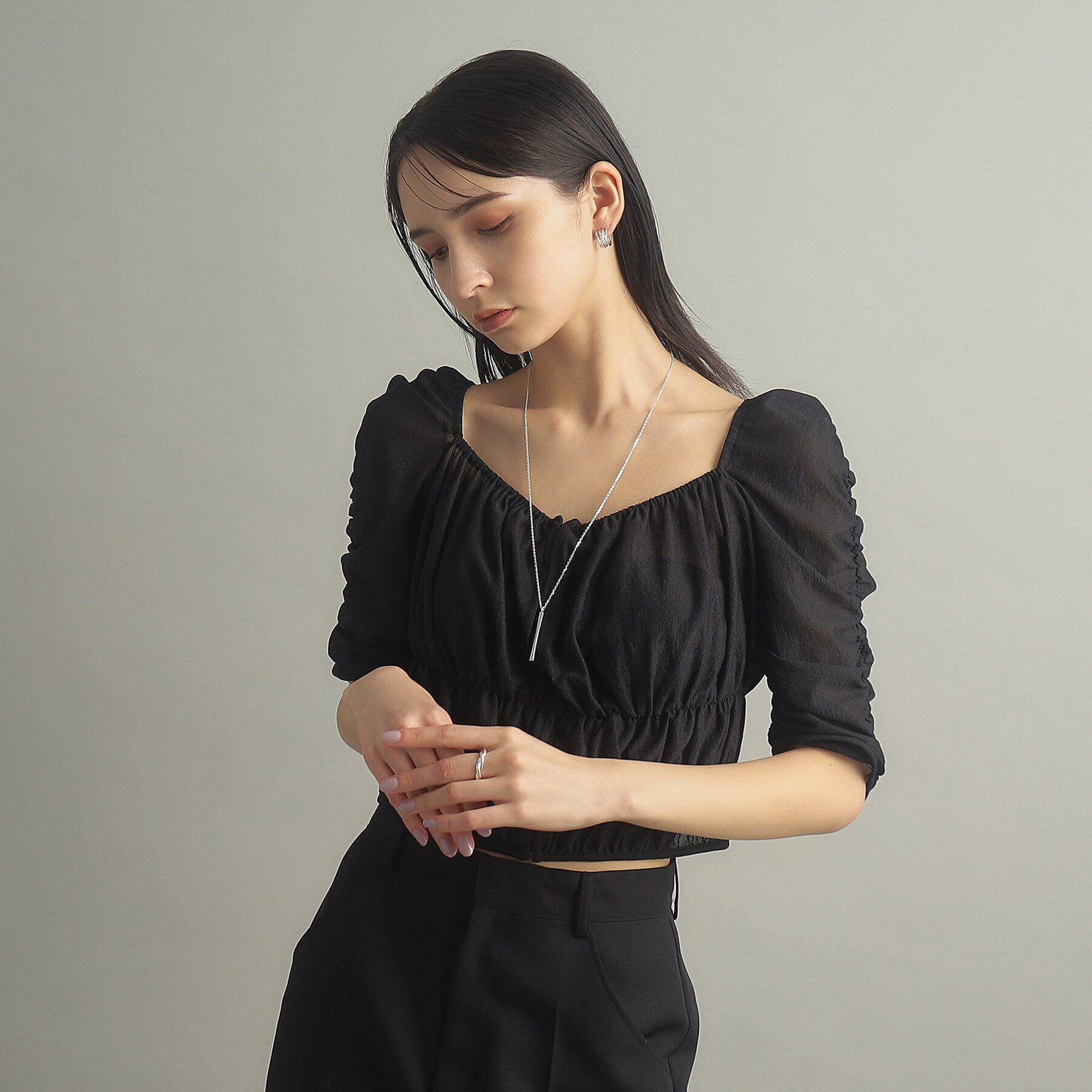 COCOSHNIK ONKITSCH「シルバー スロープカットバーネックレス」|ネックレス|