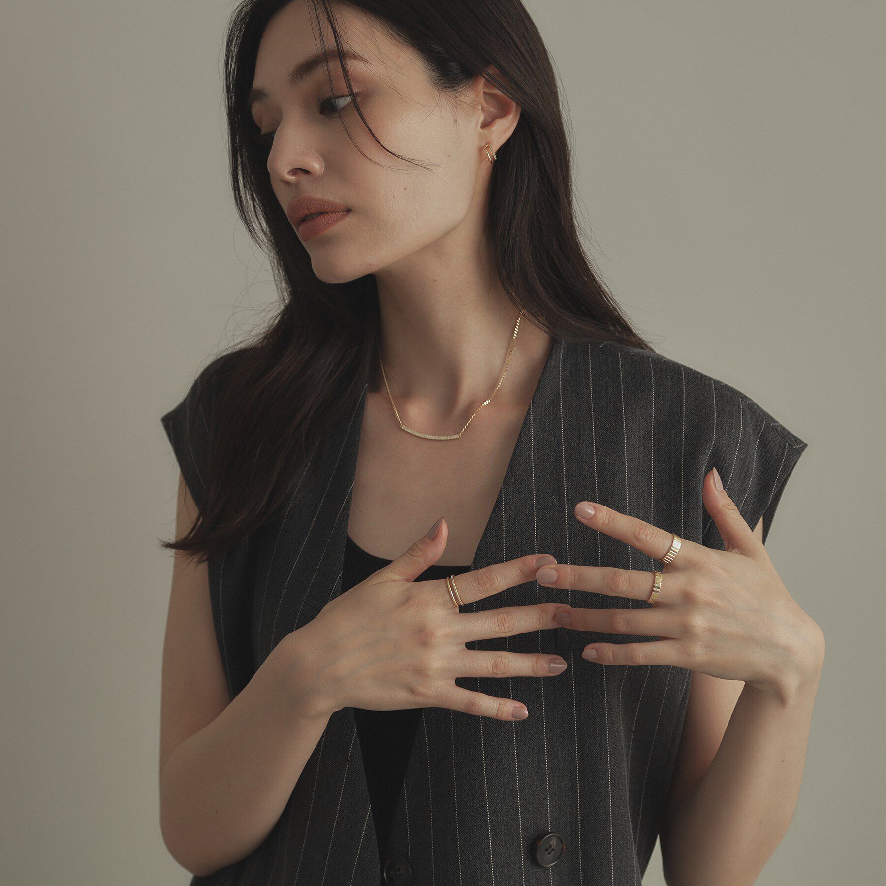 COCOSHNIK「K18ダイヤモンド ストライプ リング」|リング|