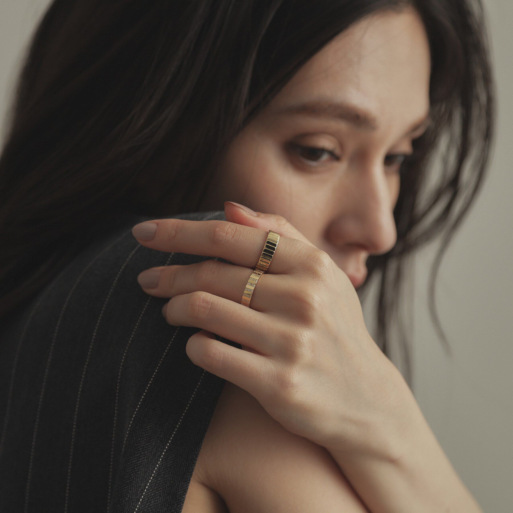 COCOSHNIK「K18ダイヤモンド ストライプ リング」|リング|