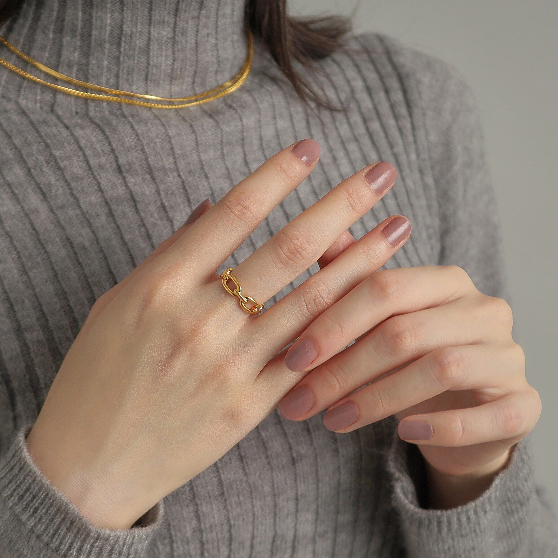 COCOSHNIK ONKITSCH「シルバー ケーブルチェーンモチーフリング GP」|リング|