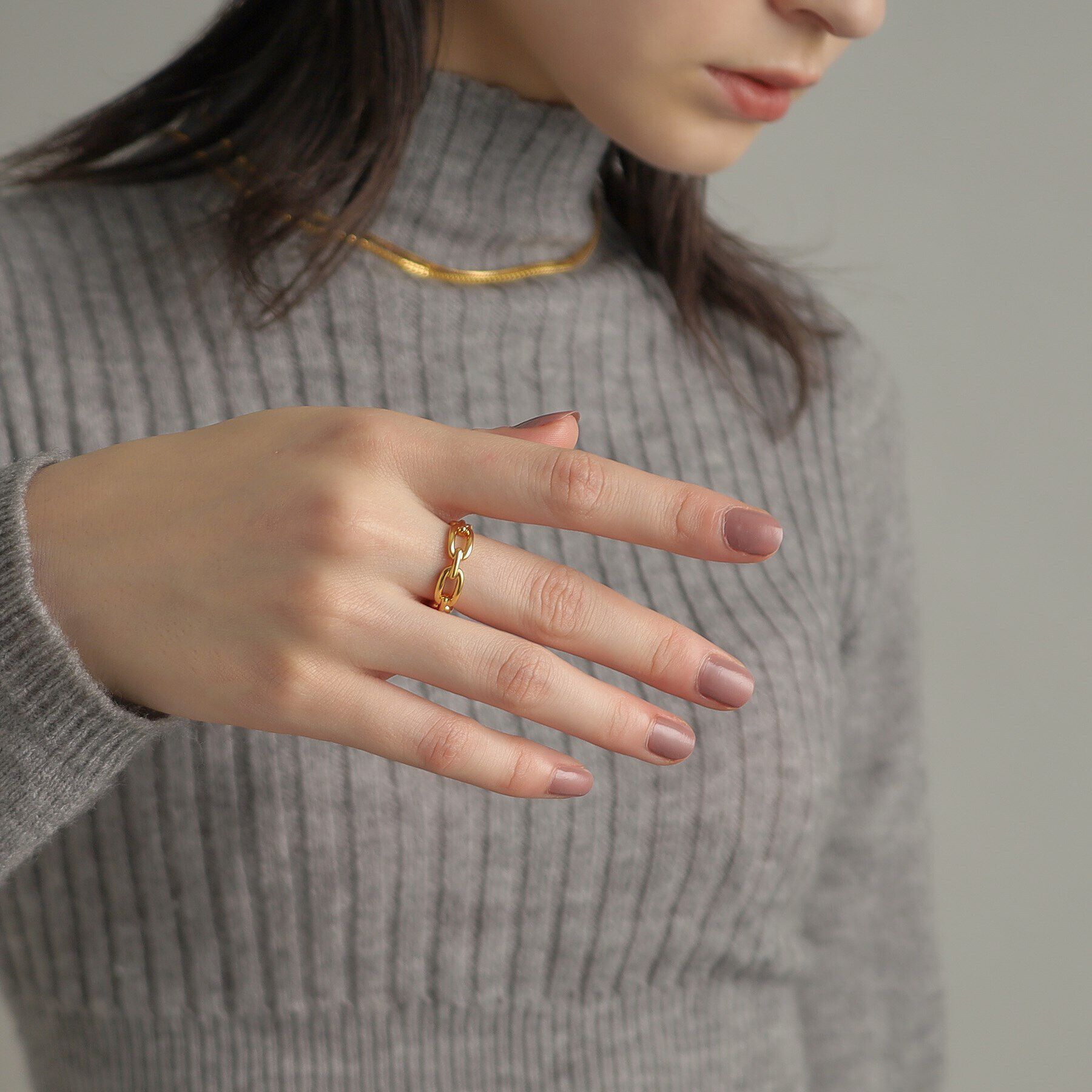 COCOSHNIK ONKITSCH「シルバー ケーブルチェーンモチーフリング GP」|リング|