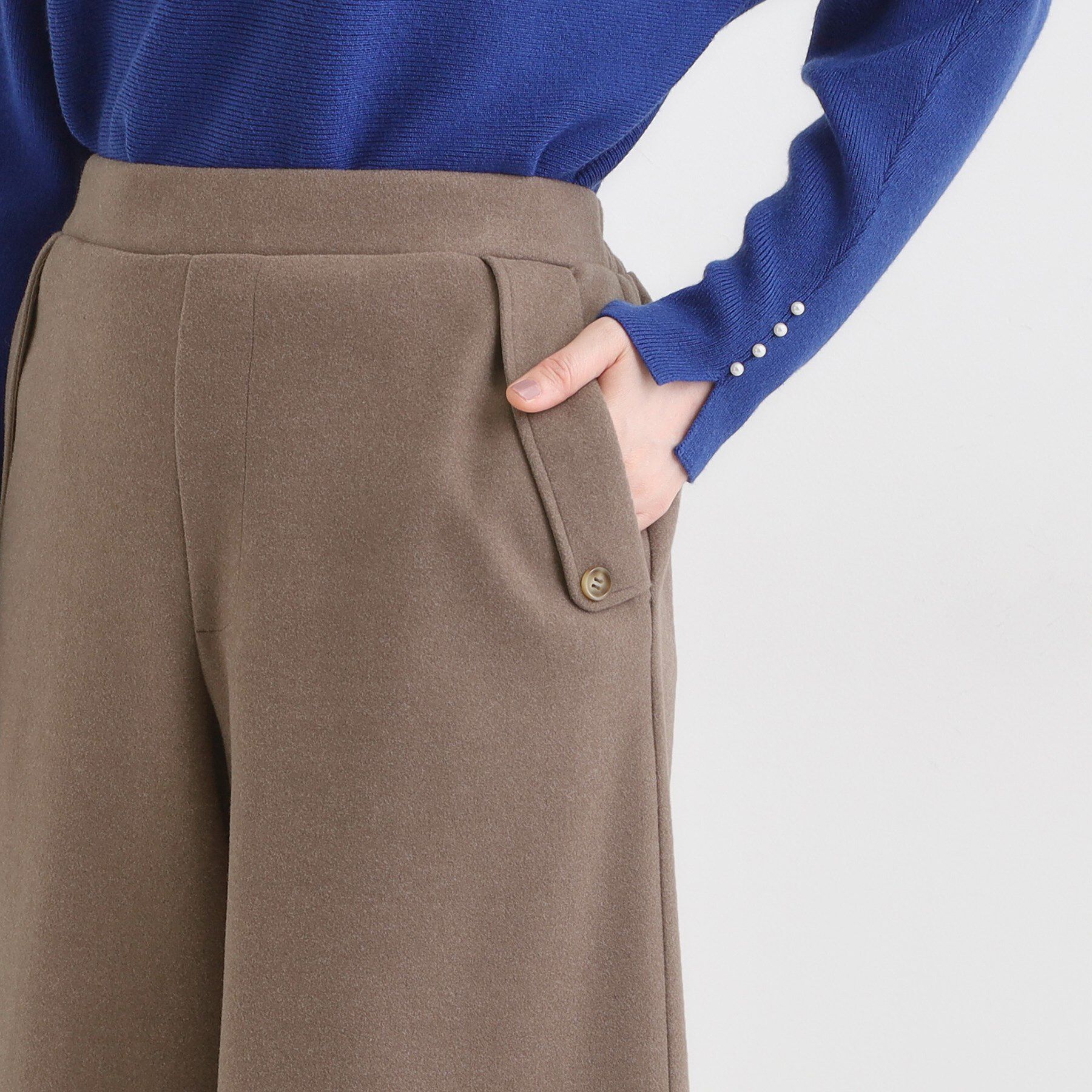 SHOO･LA･RUE「【洗濯機可】美脚見え あったか圧縮ニット ガウチョパンツ」|その他|