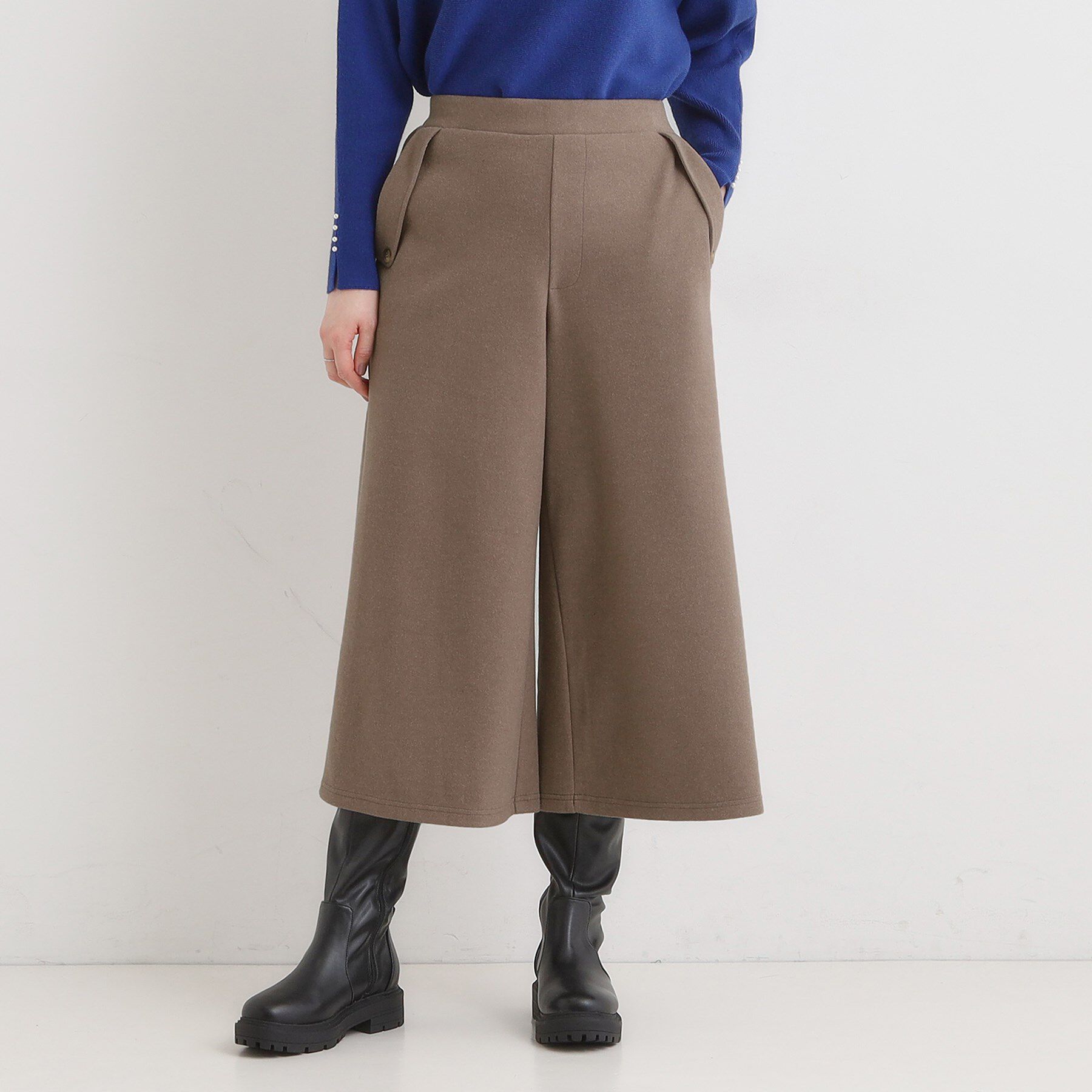 SHOO･LA･RUE「【洗濯機可】美脚見え あったか圧縮ニット ガウチョパンツ」|その他|