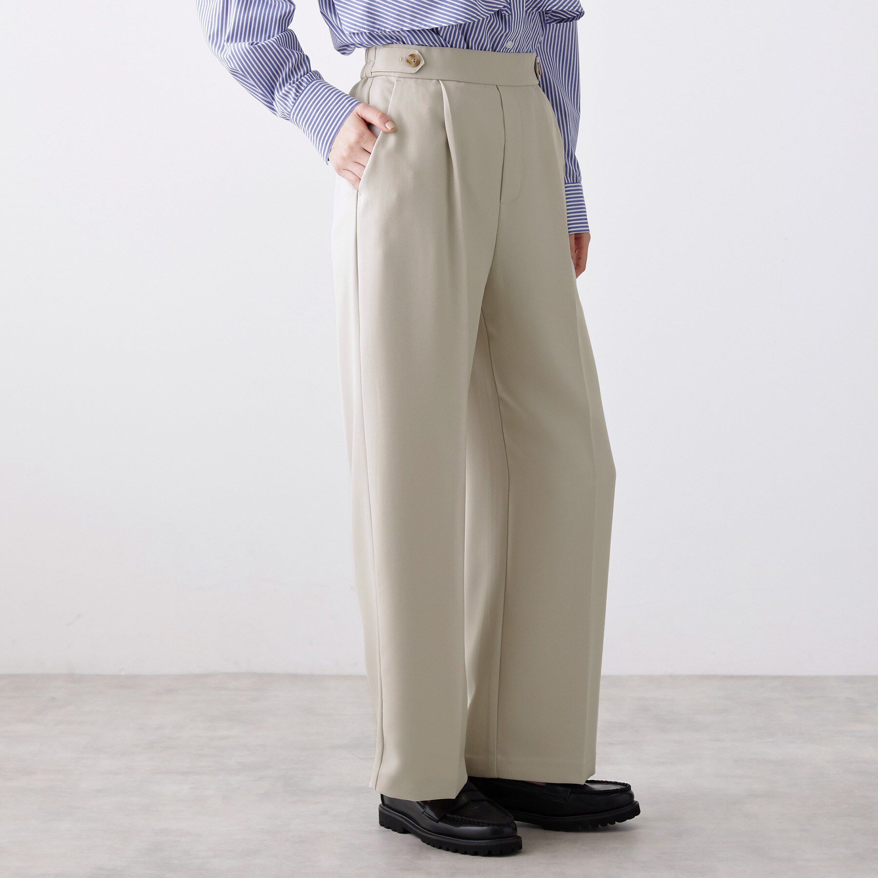 Dessin「【洗える】サイドボタンセミワイドパンツ」|その他|