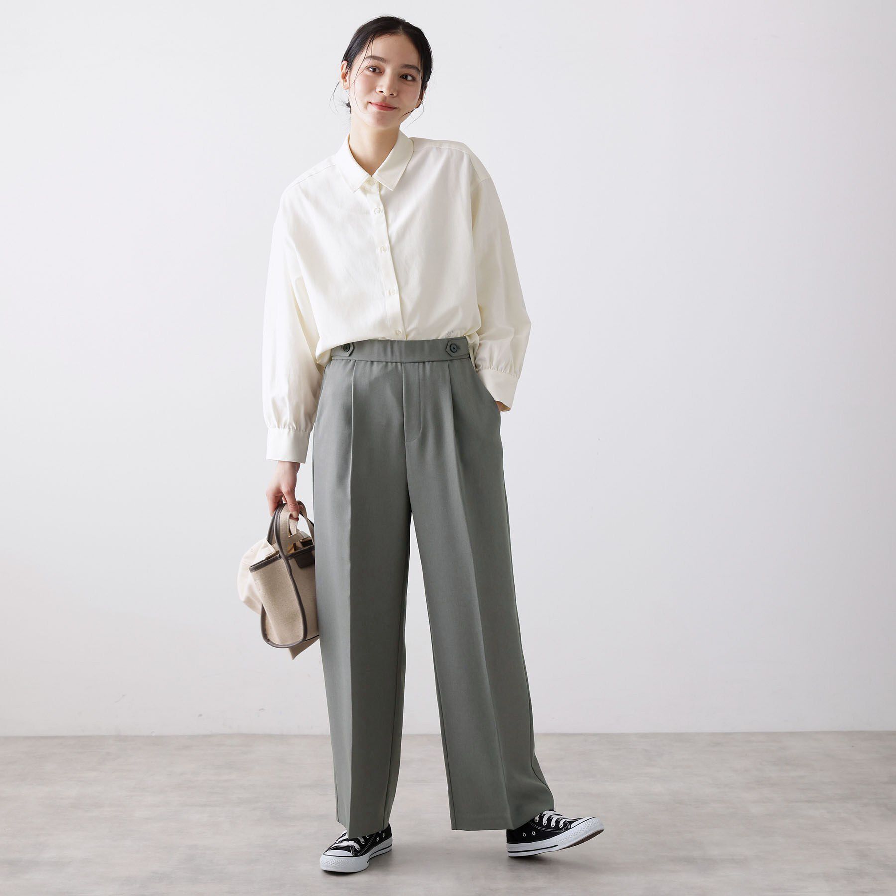 Dessin「【洗える】サイドボタンセミワイドパンツ」|その他|