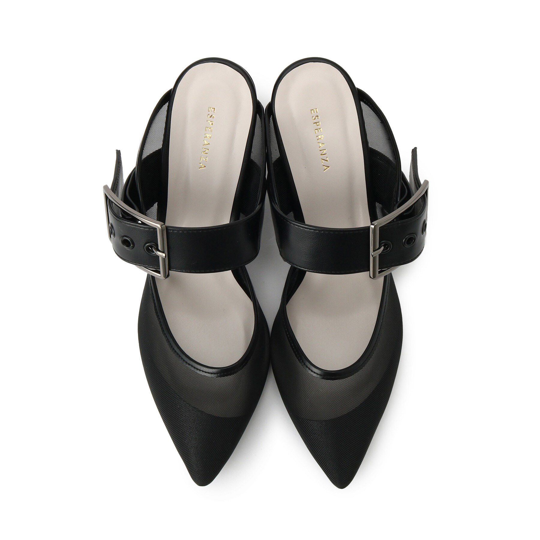ESPERANZA「バックルベルトメッシュミュール」|パンプス|