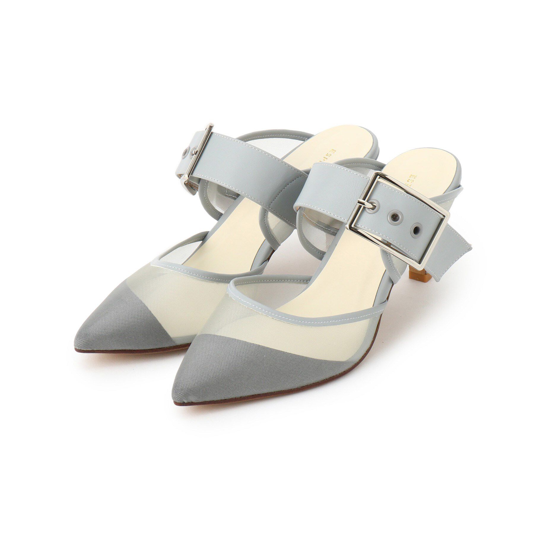 ESPERANZA「バックルベルトメッシュミュール」|パンプス|グレー(912)