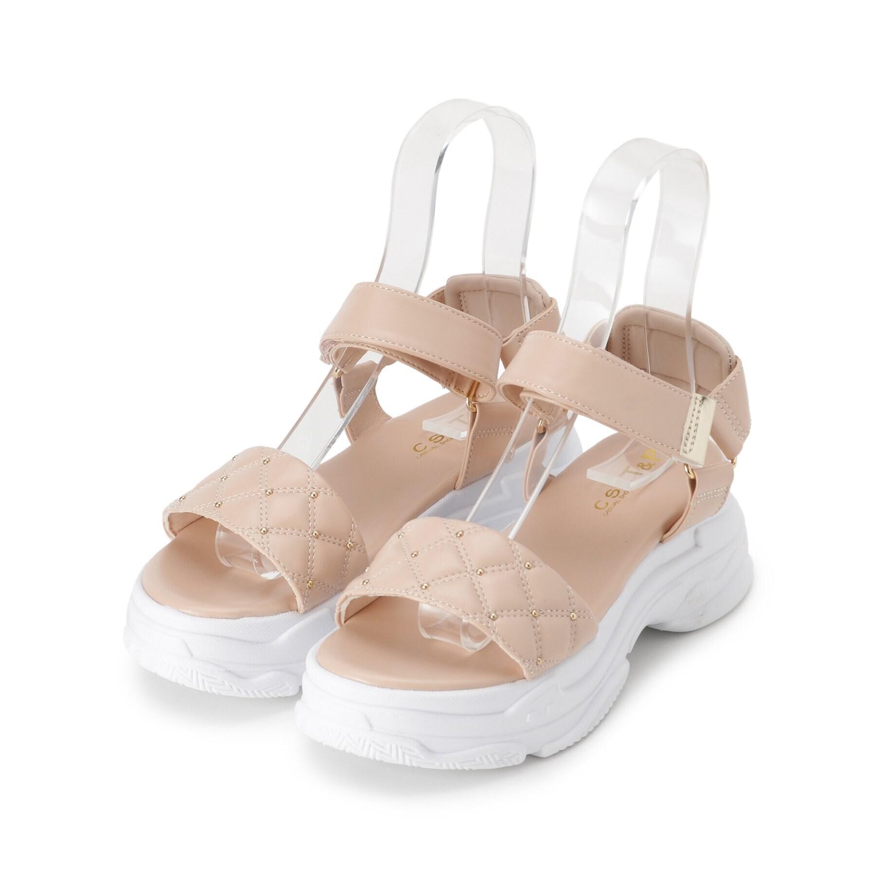 csT&P「キルティング 面ファスナーストラップサンダル」|サンダル|