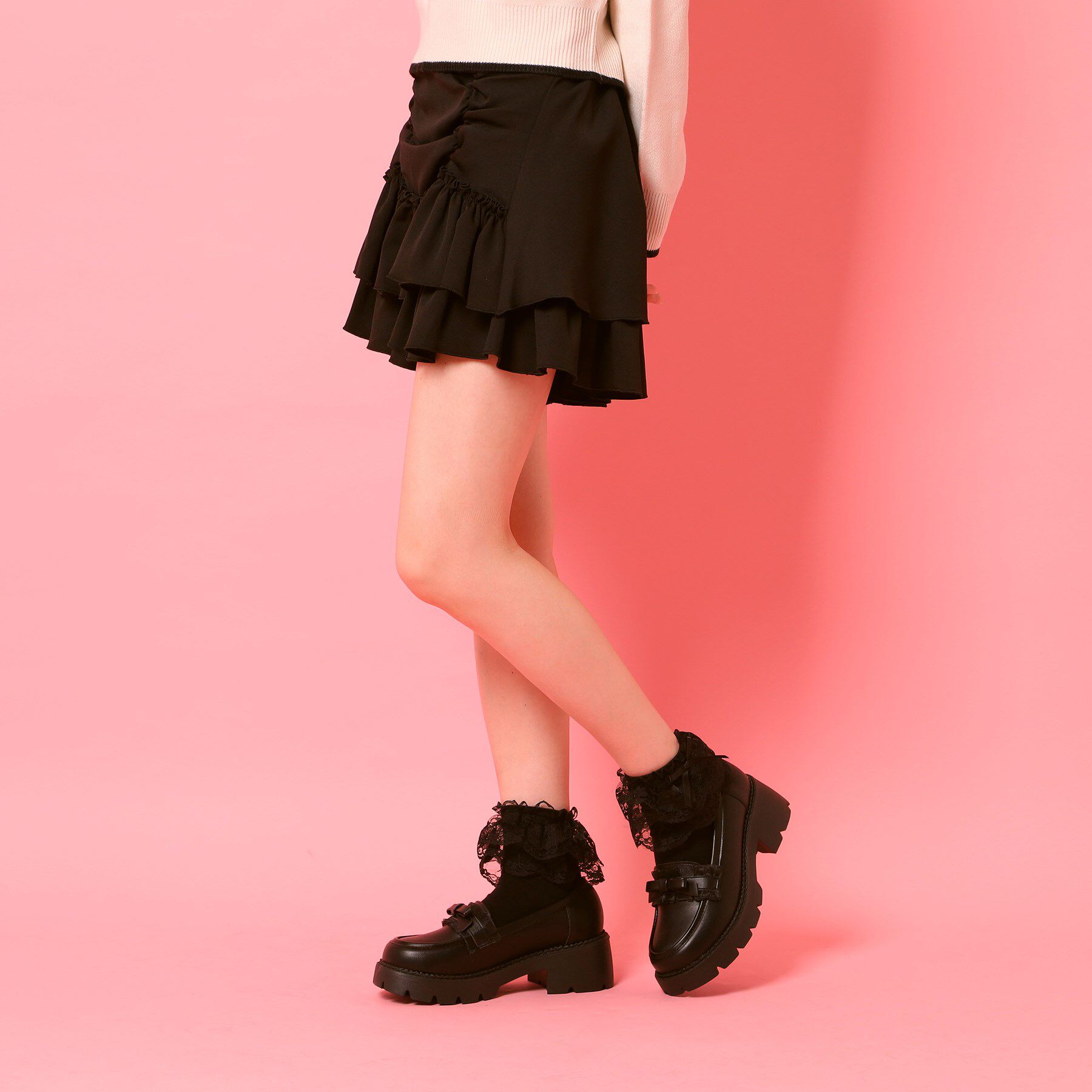 csT&P「フリル付きリボンローファー」|パンプス|