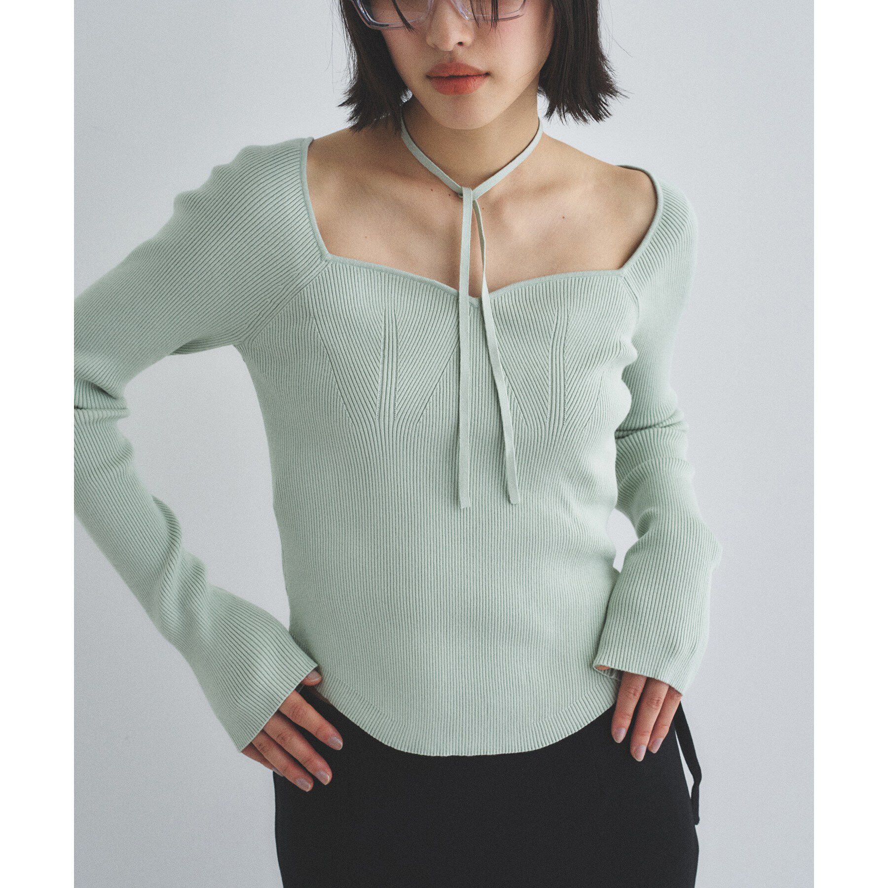 CODE A「square fit knit」|ニット・セーター|ライトグリーン(02