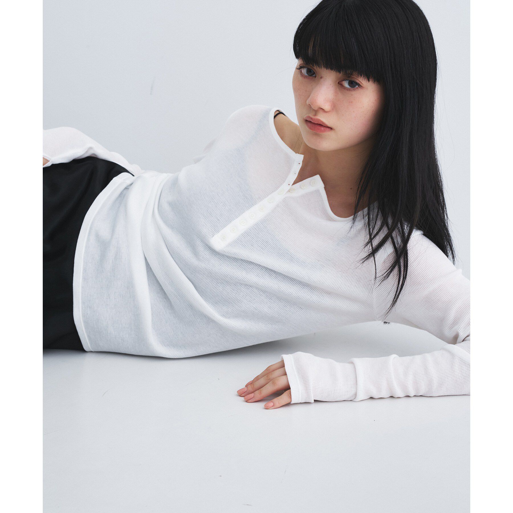 CODE A「henry long sleeve」|Tシャツ・カットソー|ホワイト(001)