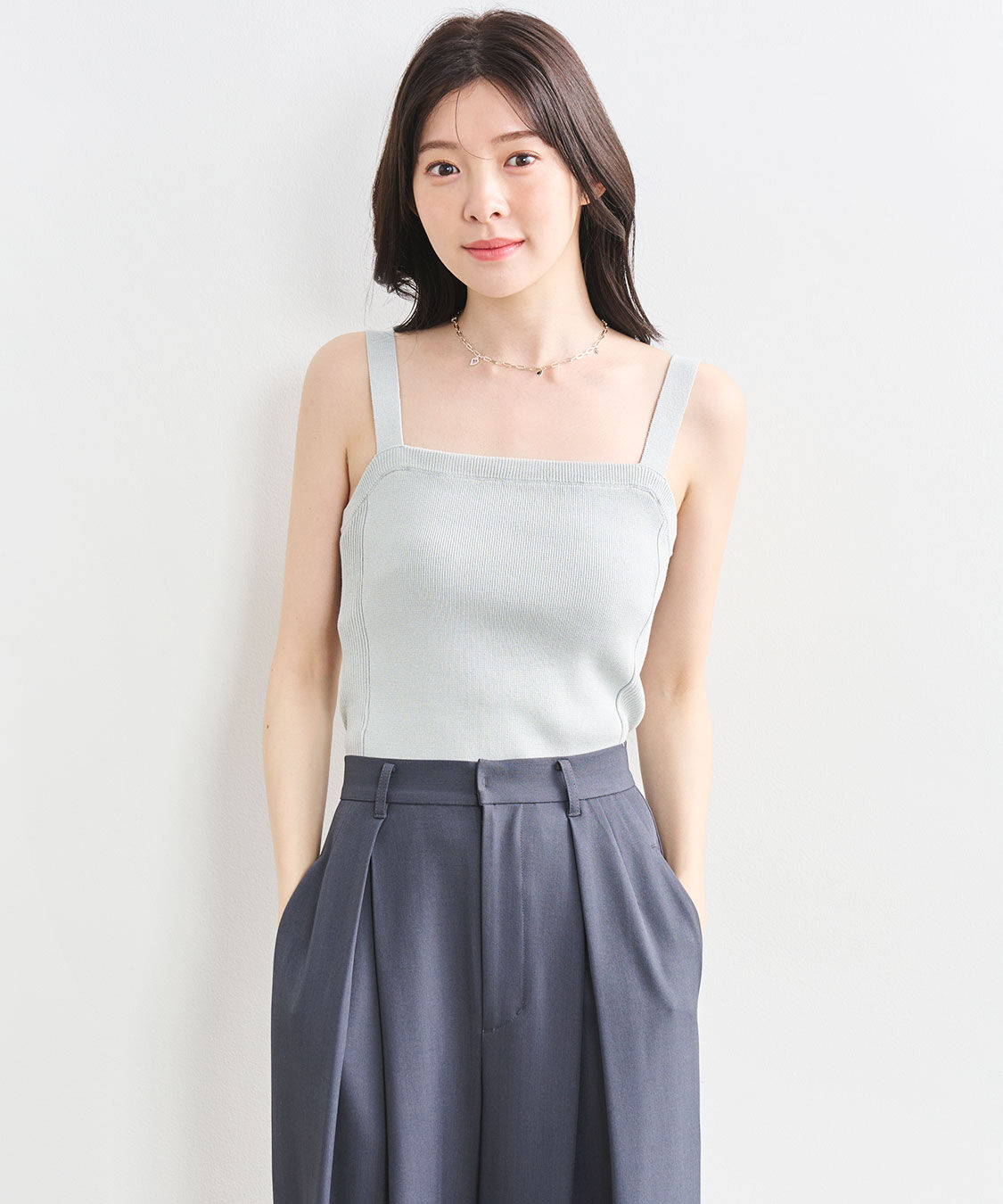 COCO DEAL「前後2WAYボタン付きニットタンク」|ニット・セーター|ライトグレー