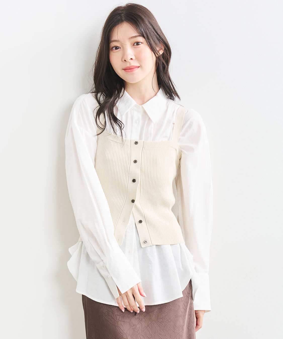 COCO DEAL「前後2WAYボタン付きニットタンク」|ニット・セーター|